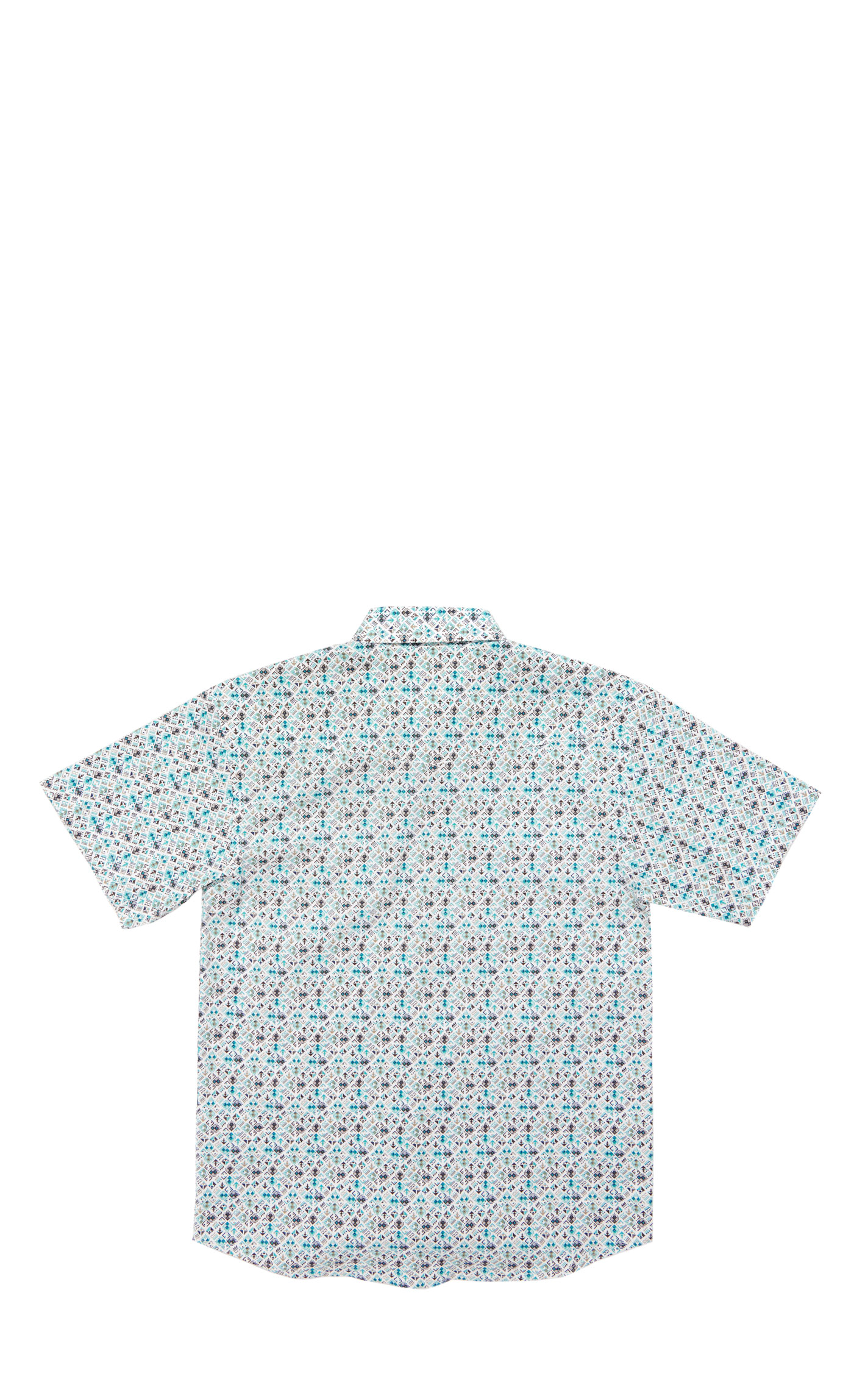 Rough Stock Boy's Turquoise Aztec Geo Print Western Shirt - Image 1