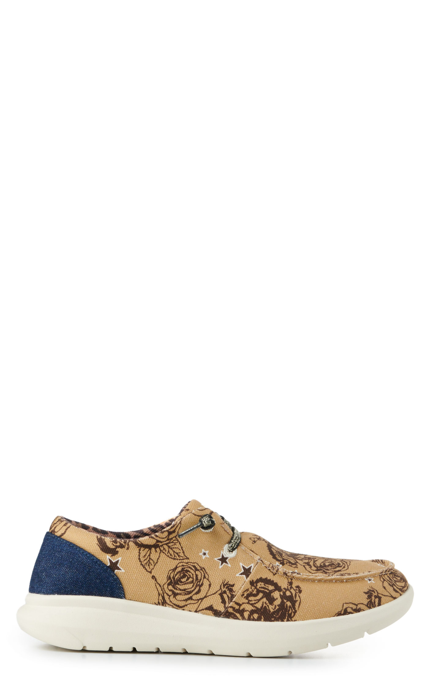 Ariat x Rodeo Quincy Women's Hilo Tan Rose Print Canvas Lace Up Casual Shoes - Image 1