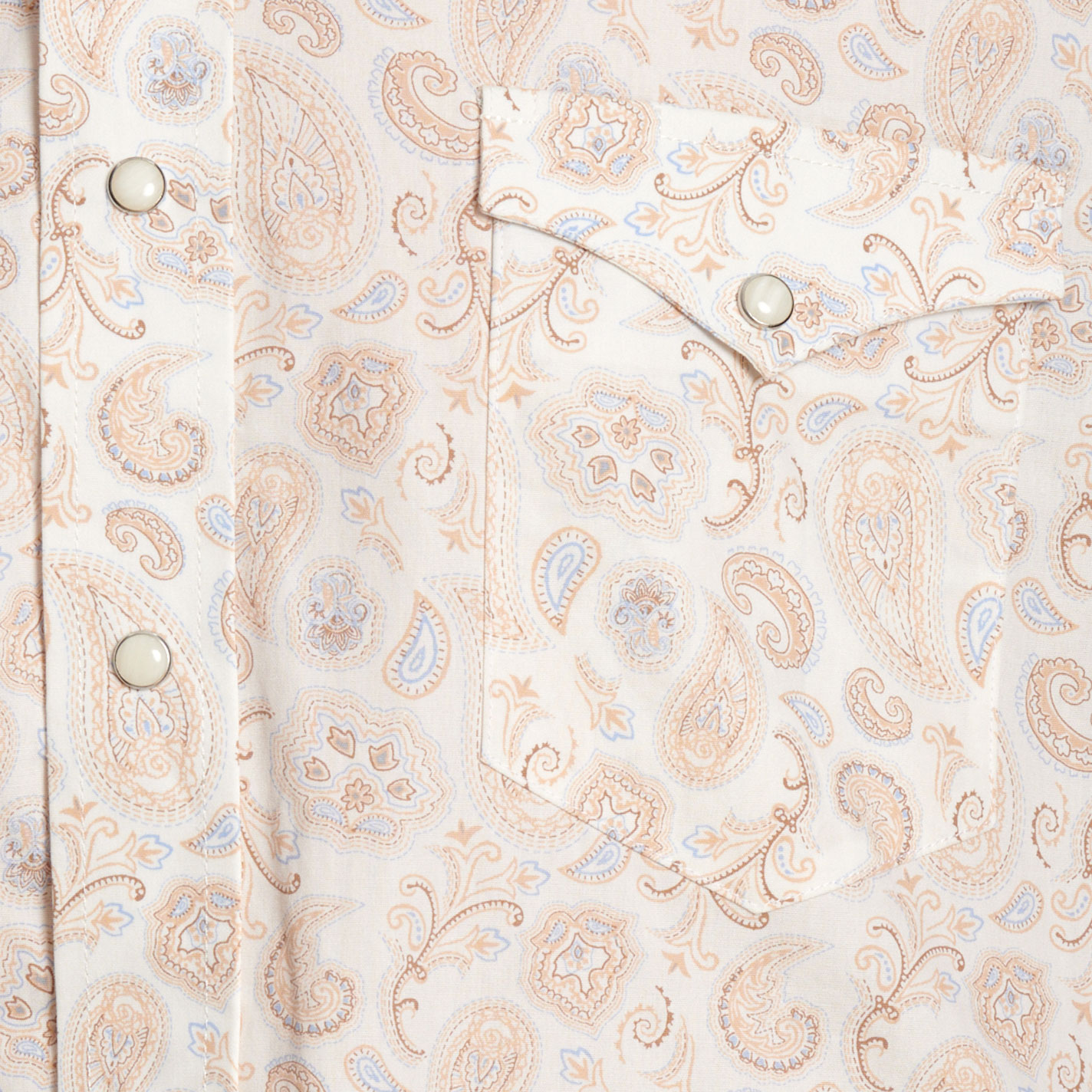 Panhandle Slim Men's Cream & Khaki Paisley Print Short Sleeve Western Shirt - Image 1