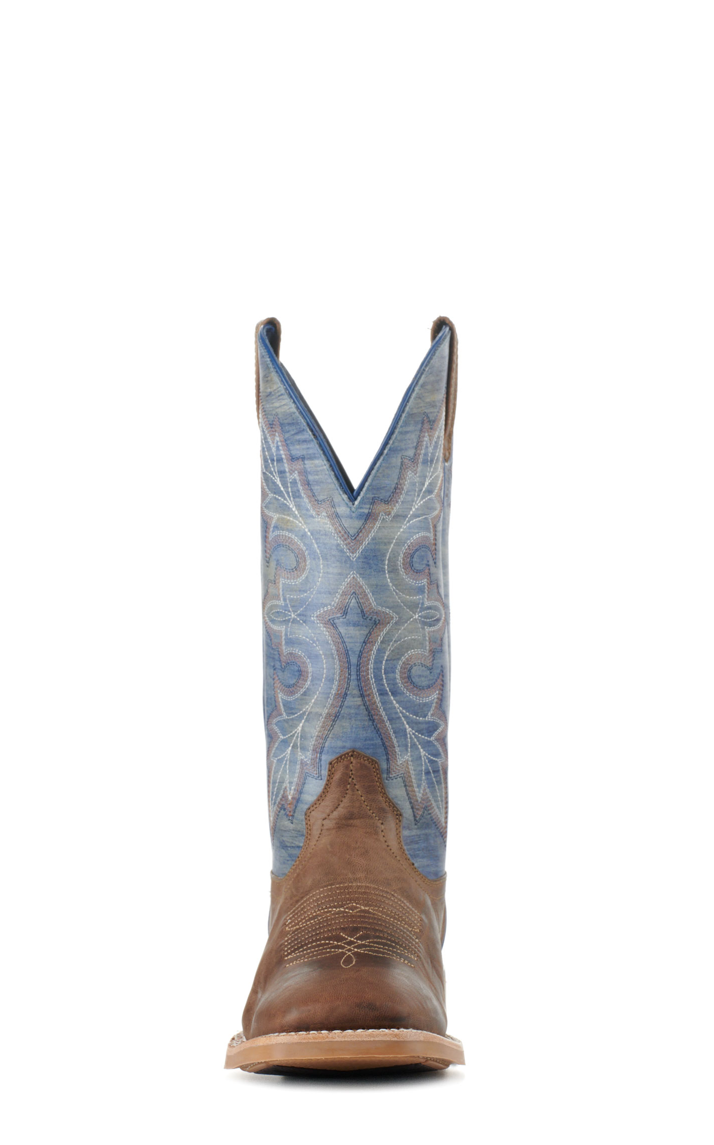 Ariat Men's Standout Brown and Cloud Blue Wide Square Toe Cowboy Boots - Image 1