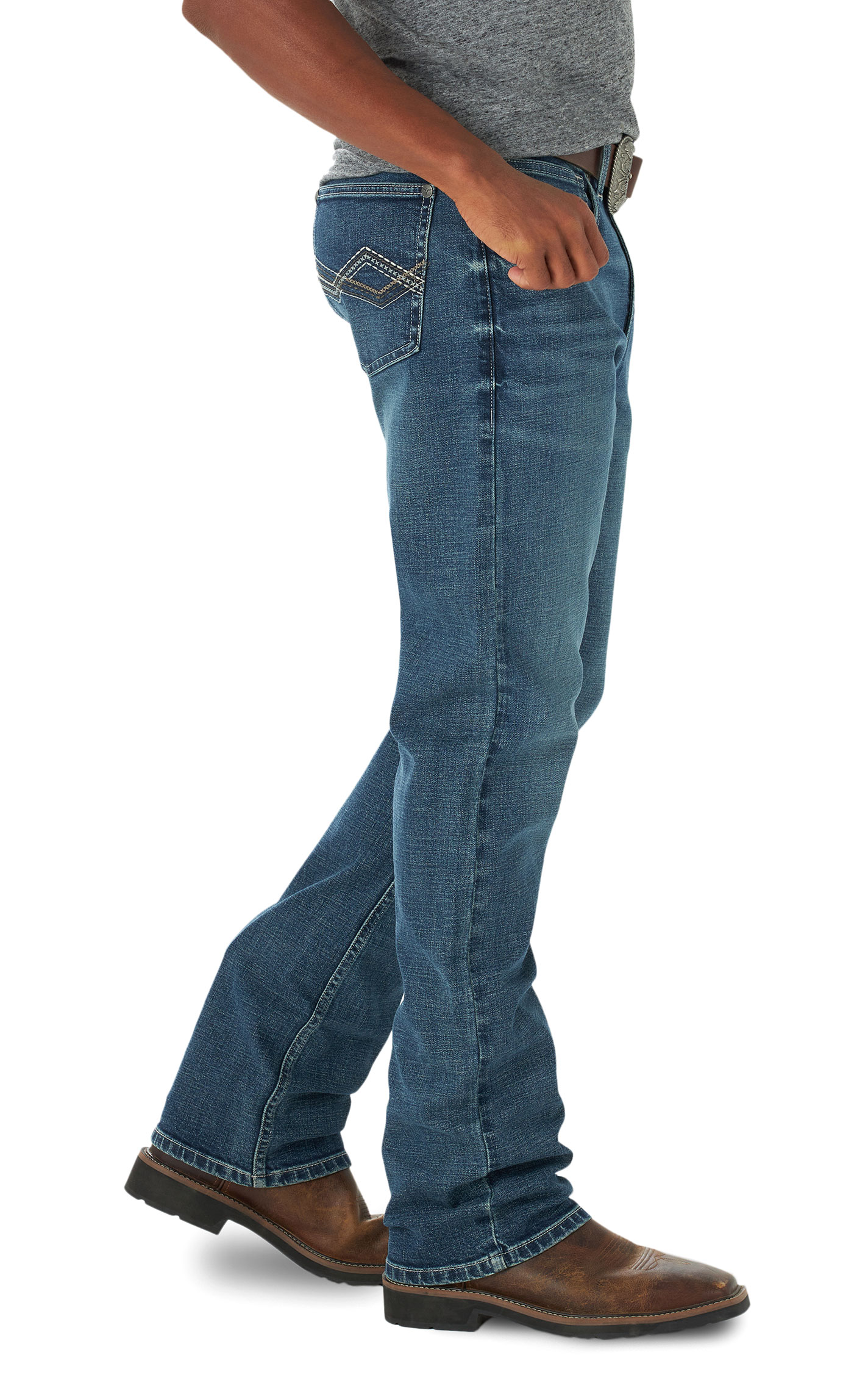 Wrangler 20X Men's No. 44 Medium Wash Low Rise Straight Leg Jeans - Extended Sizes - Image 1