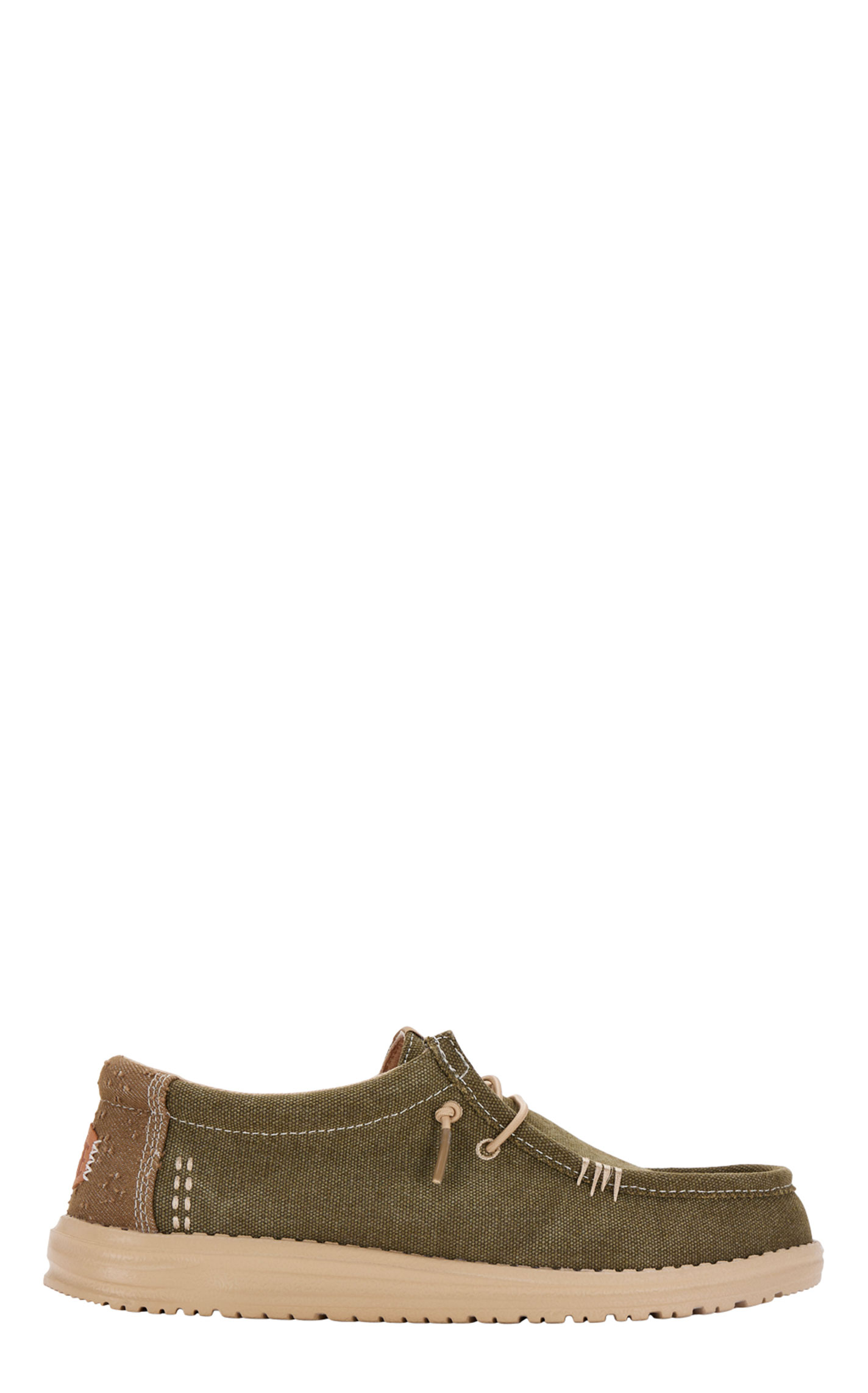 Hey Dude Men’s Wally Dusty Green & Tan Lace Up Moc Toe Casual Shoes - Image 1