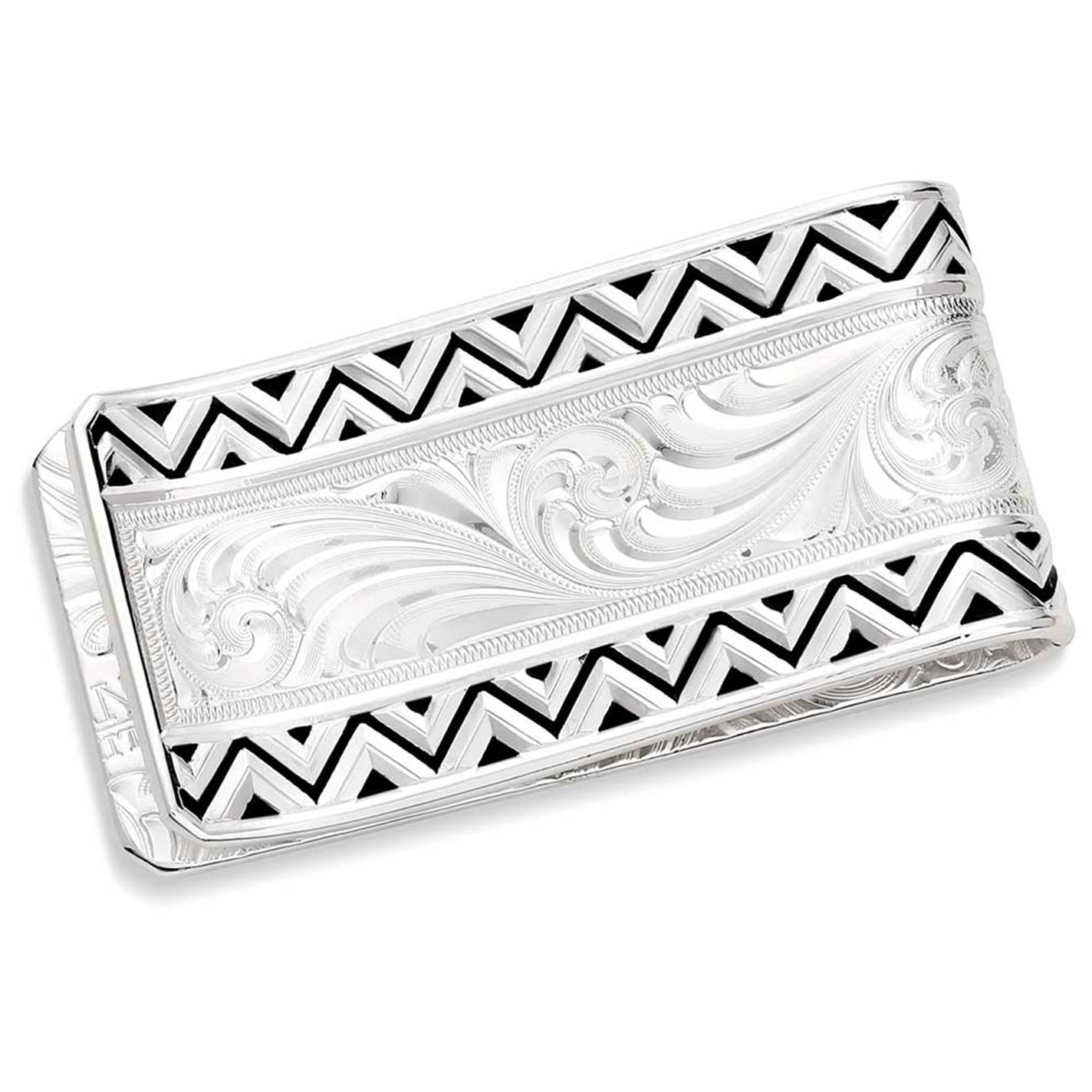 Montana Silversmiths Silver & Black Four Winds Money Clip - Image 1