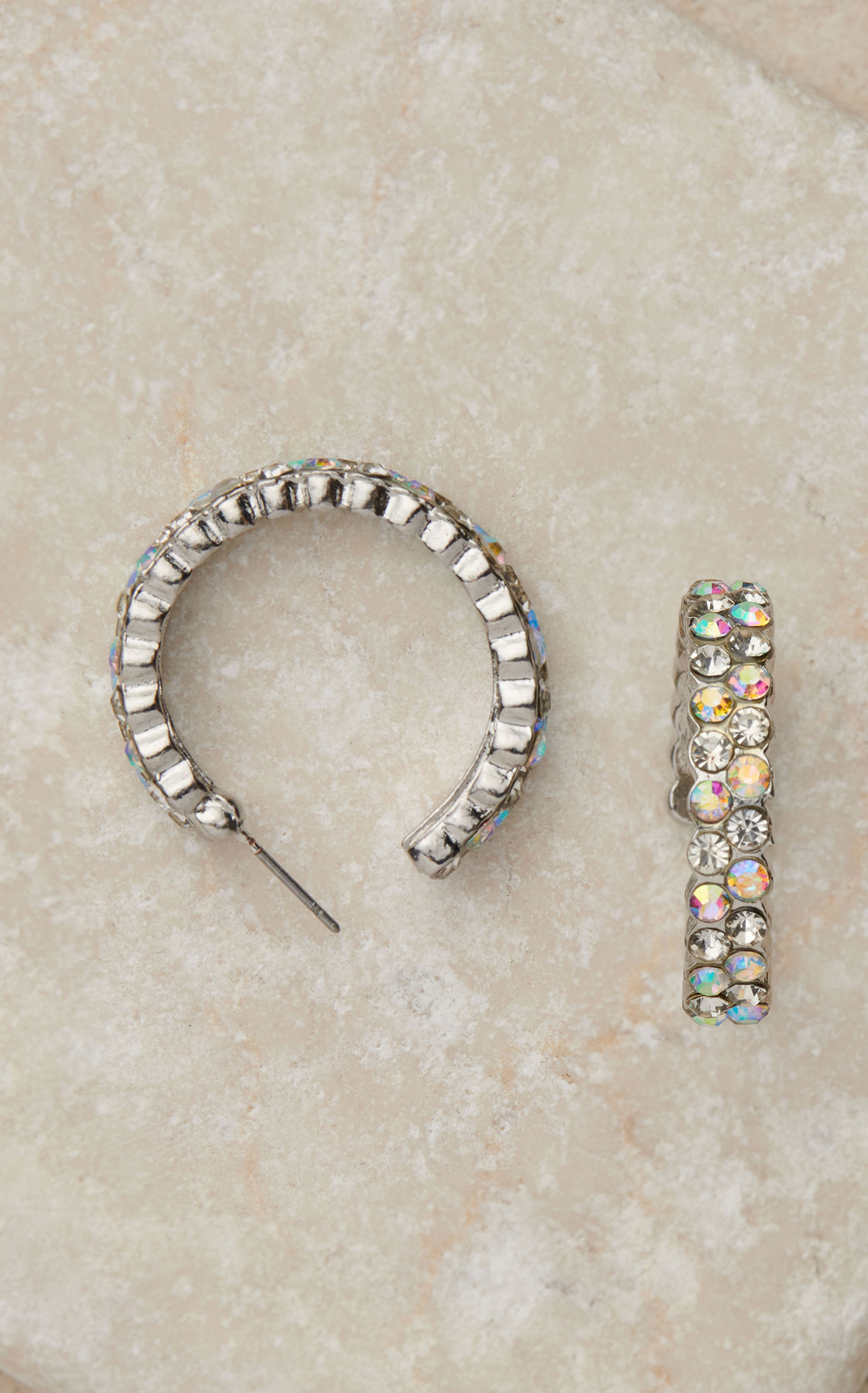 Blazin Roxx Clear Rhinestone Hoop Earrings - Image 1