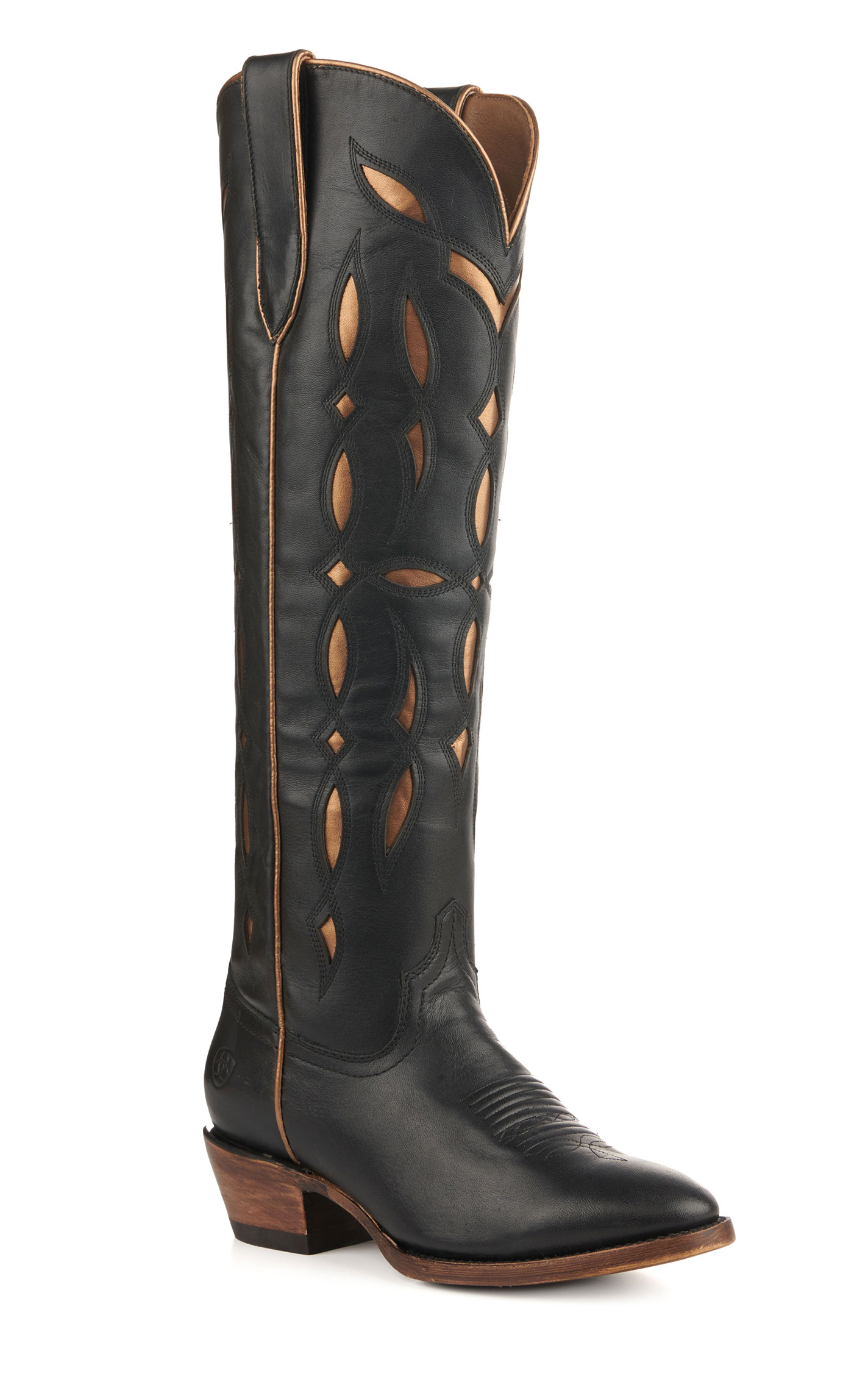 Ariat Women's Saylor Black with Gold Inlay StretchFit R-Toe Cowboy Boots - Image 1