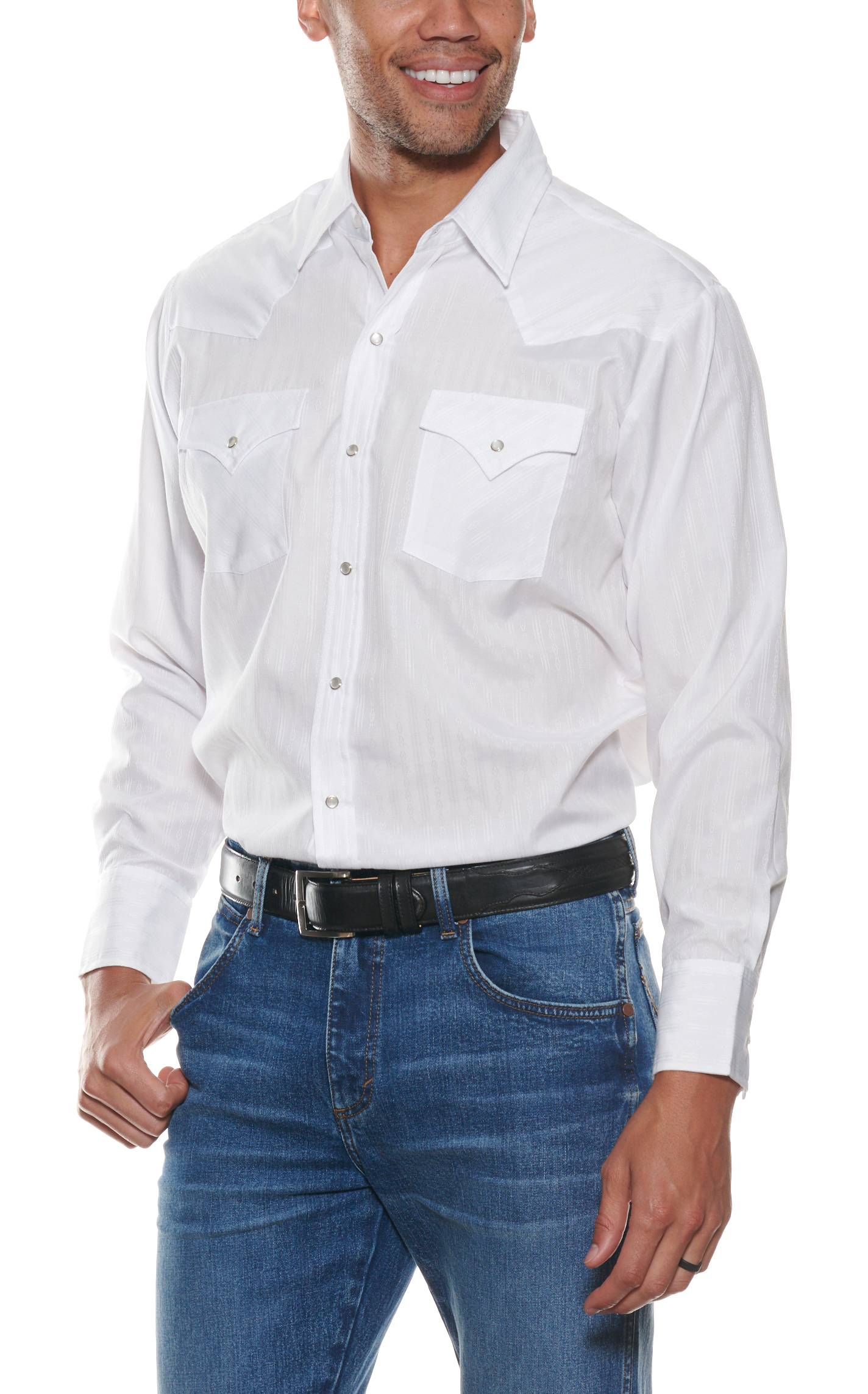 Ely Walker Solid White Long Sleeve Western Shirt - Big & Tall - Image 1