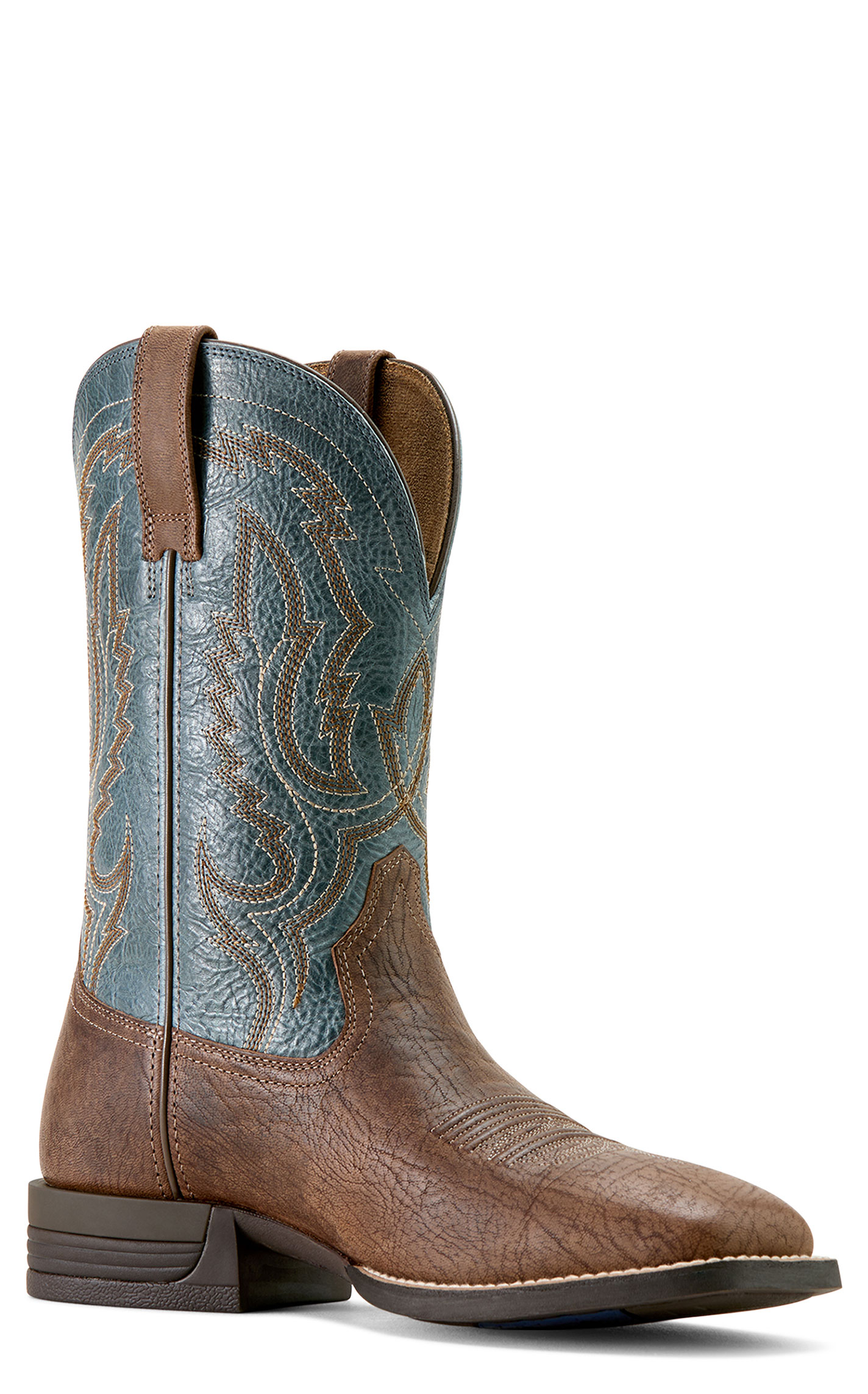 Ariat Men's Steadfast Shock Shield Dusk Brown & Baby Blue Eyes Wide Square Toe Cowboy Boots - Image 1