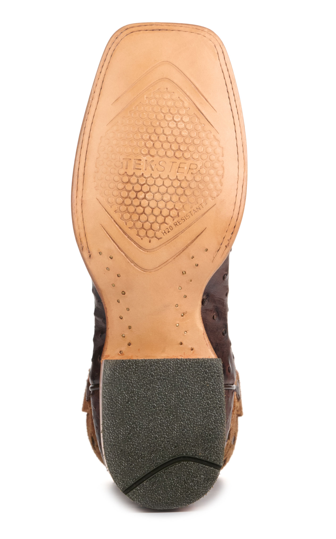 Ariat Men's Drifter Espresso Brown Full Quill Ostrich and Tan TekStep Wide Square Toe Exotic Cowboy Boots - Image 1