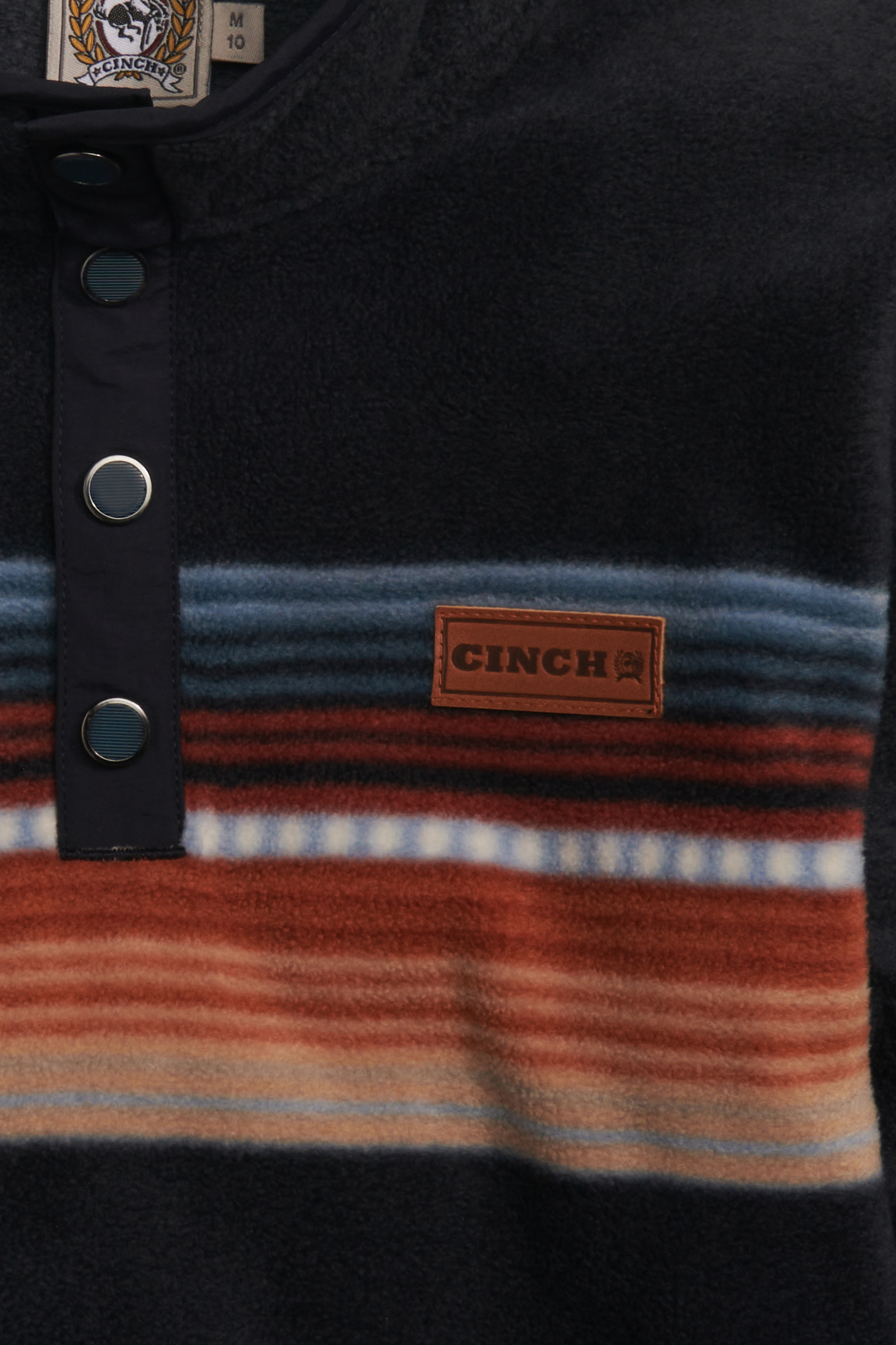 Cinch Boy's Navy & Serape Stripe 1/3 Snap Polar Fleece Pullover - Image 1