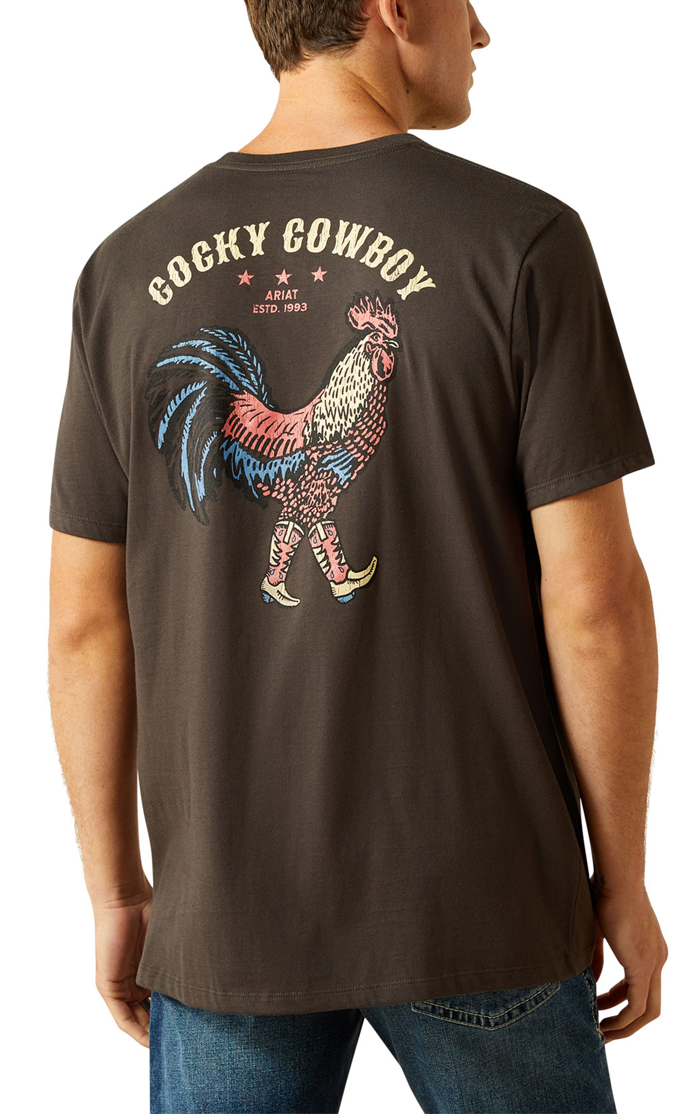 Ariat Men’s Brown Cocky Cowboy Graphic T-Shirt - Image 1