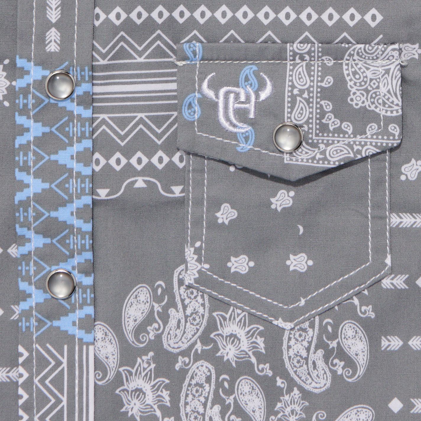 Cowboy Hardware Toddler Boy's Gray Aztec Bandana Print Shirt - Image 1