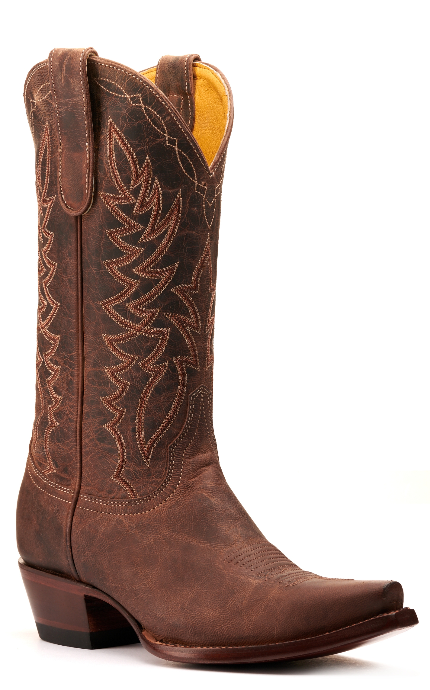 Cavender’s Women’s Burnished Tan Leather Snip Toe Cowboy Boots - Image 1