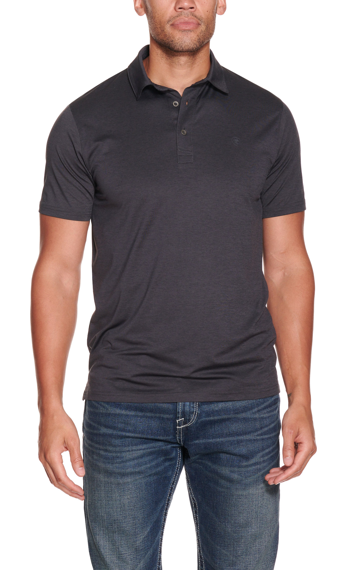 Ariat Men's Soft Black Charger 2.0 Fitted Polo Shirt - Image 1