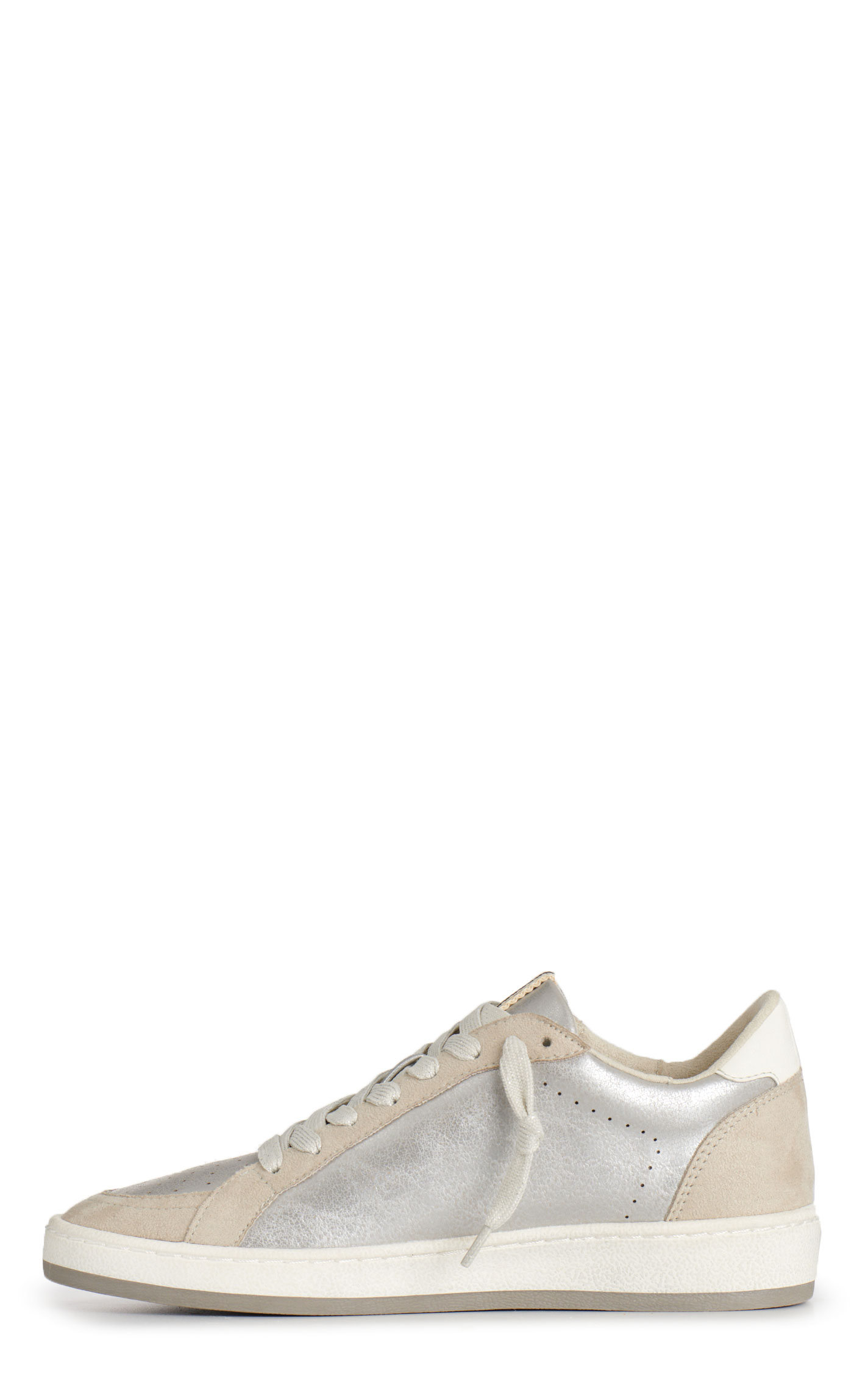 Shushop Women’s Salma Beige & Metallic Silver Almond Toe Casual Shoes - Image 1