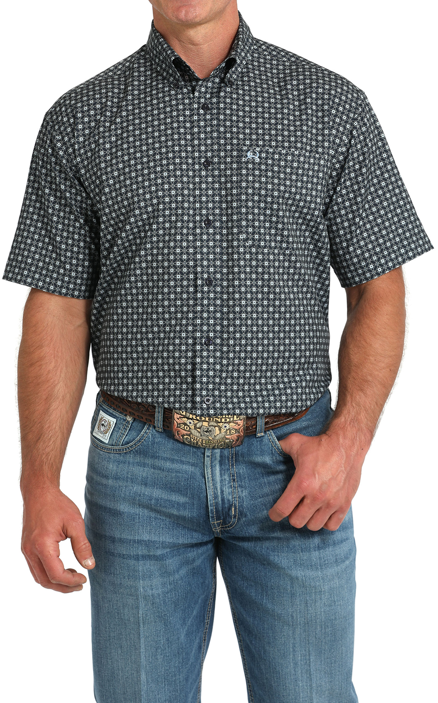 Cinch Men's ArenaFlex Black & White Geo Western Shirt - Image 1