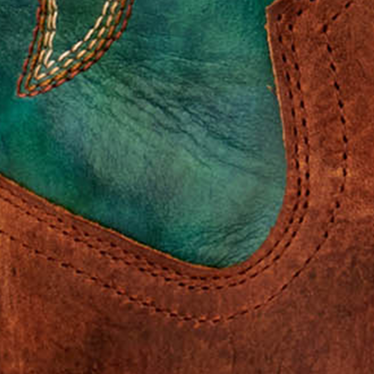 Ariat Men's Wild Thang Fiery Brown and Emerald Green Shock Shield Wide Square Toe Cowboy Boots - Image 1