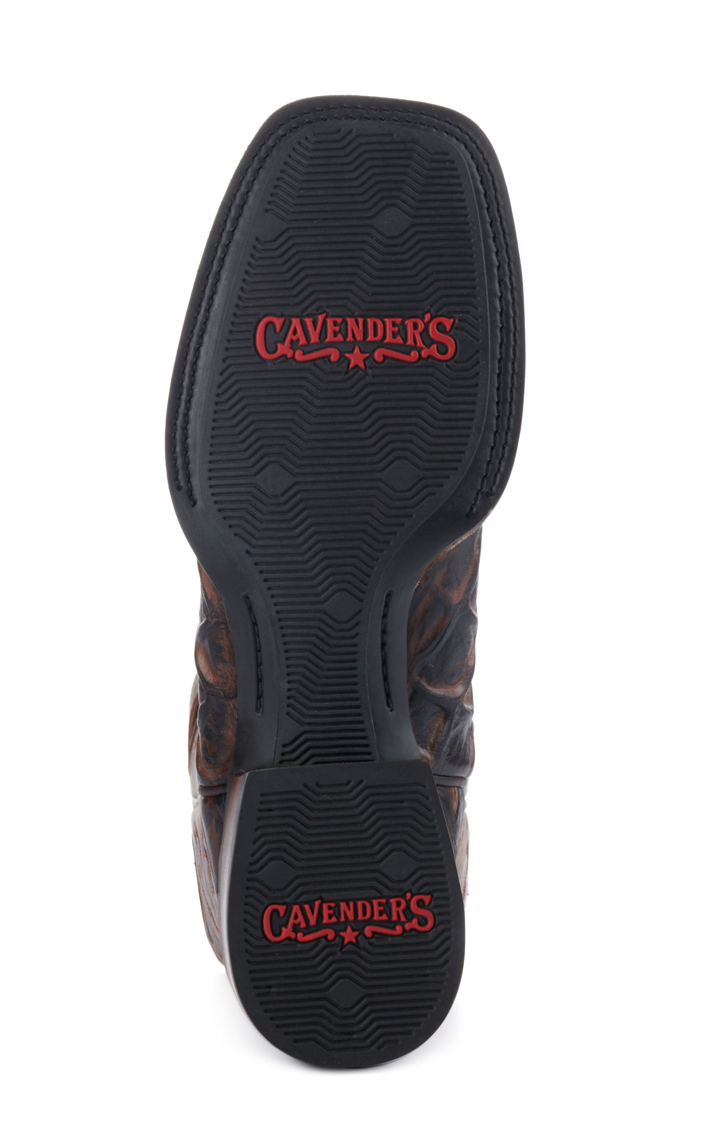 Cavender's Men's Intrepid Medium Brown Pirarucu Print and Oryx Wide Square Toe Cowboy Boots - Image 1