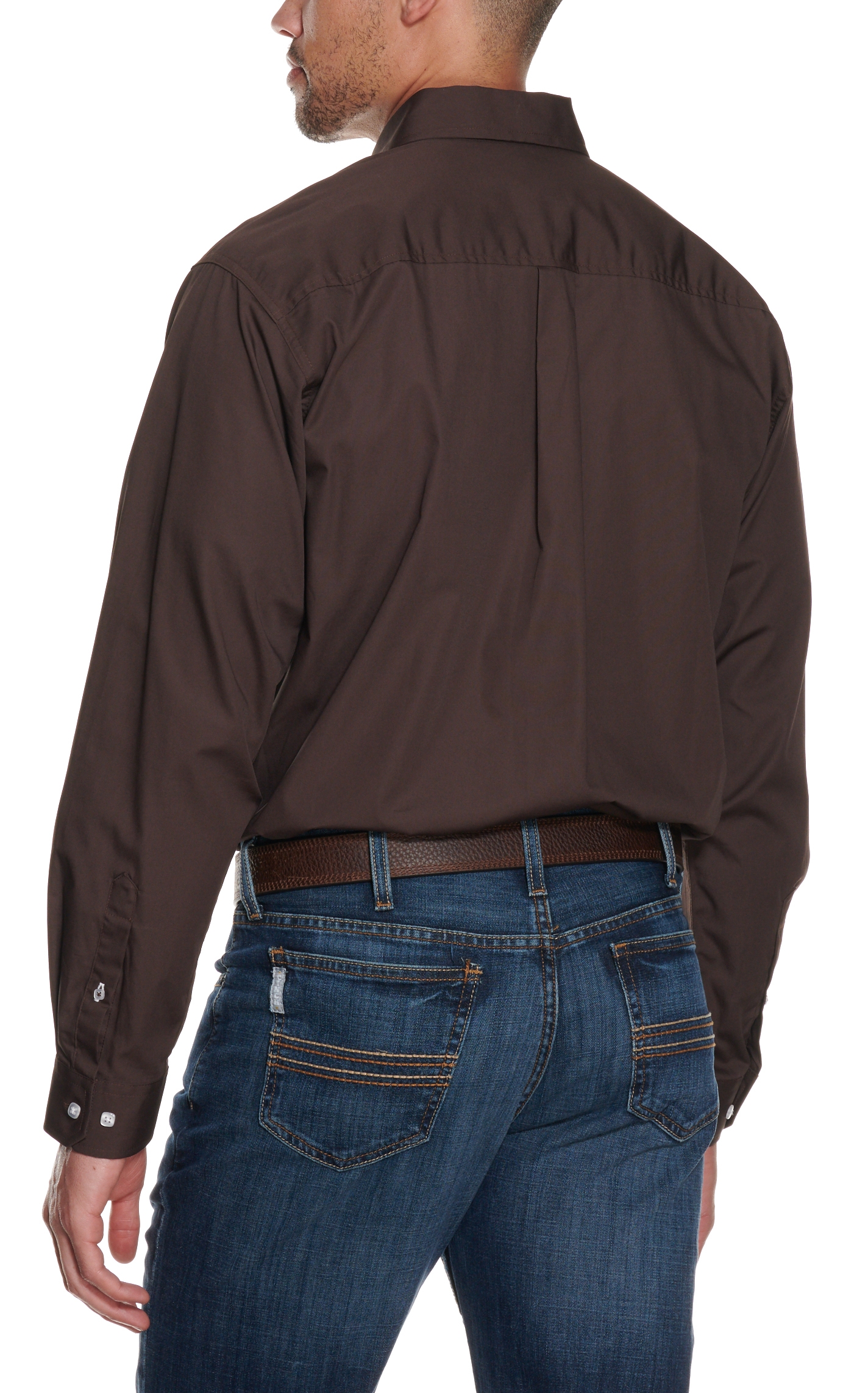 Cinch Men's Solid Brown Long Sleeve Western Shirt - Image 1