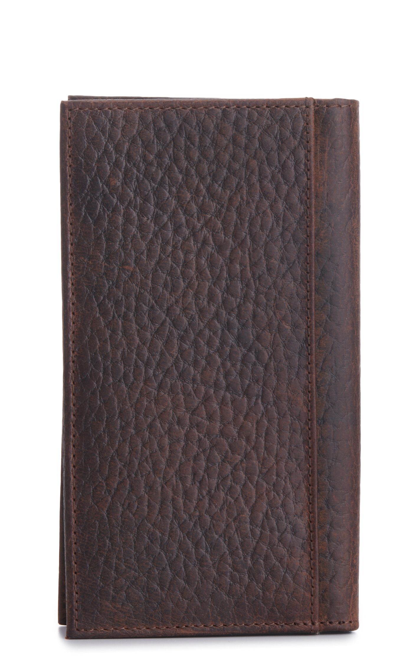 Ariat Men's Brown Embossed Shield Logo Checkbook / Rodeo Wallet - Image 1