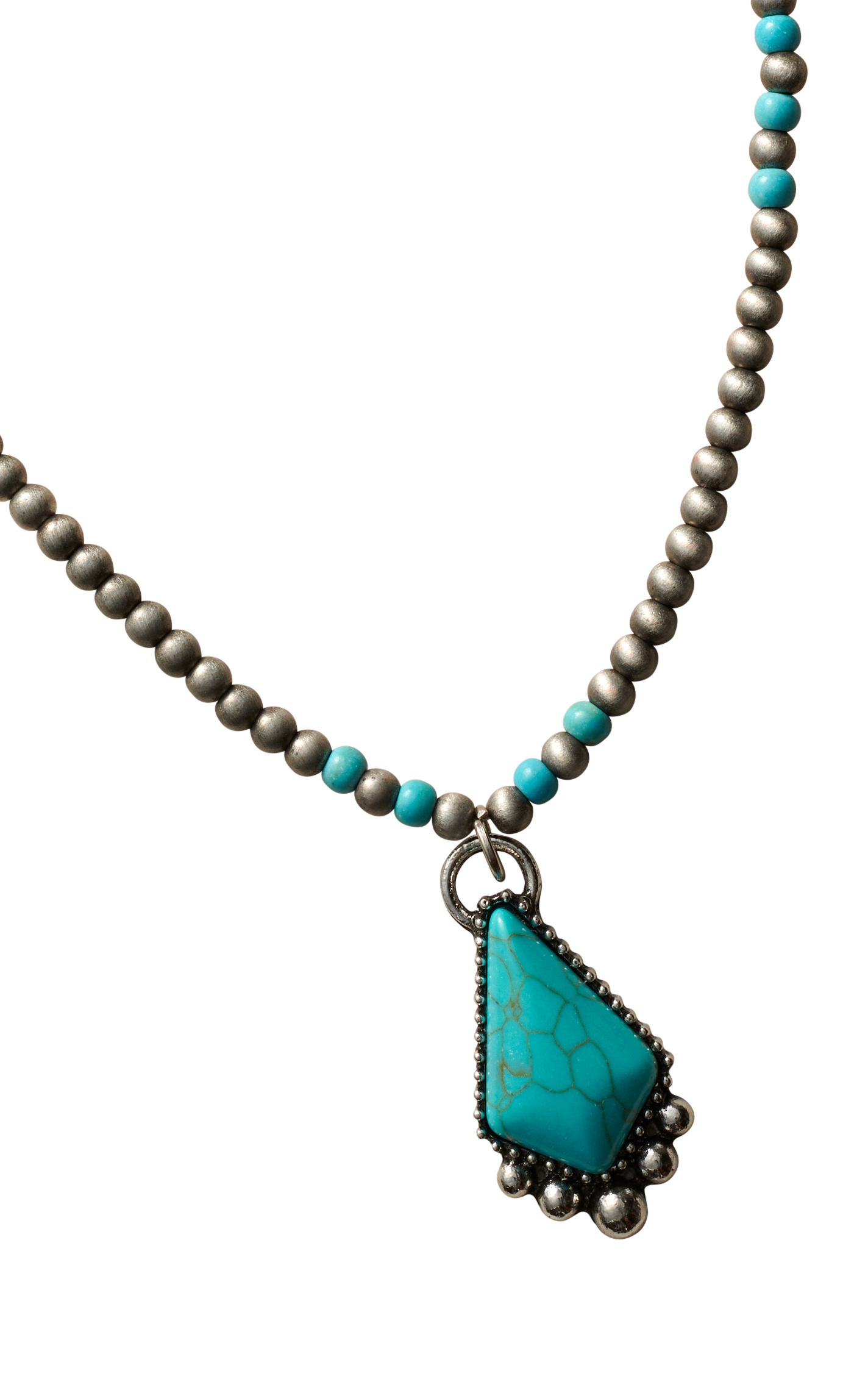 Rockin C Navajo Pearls & Diamond Turquoise Stone Pendant Necklace - Image 1