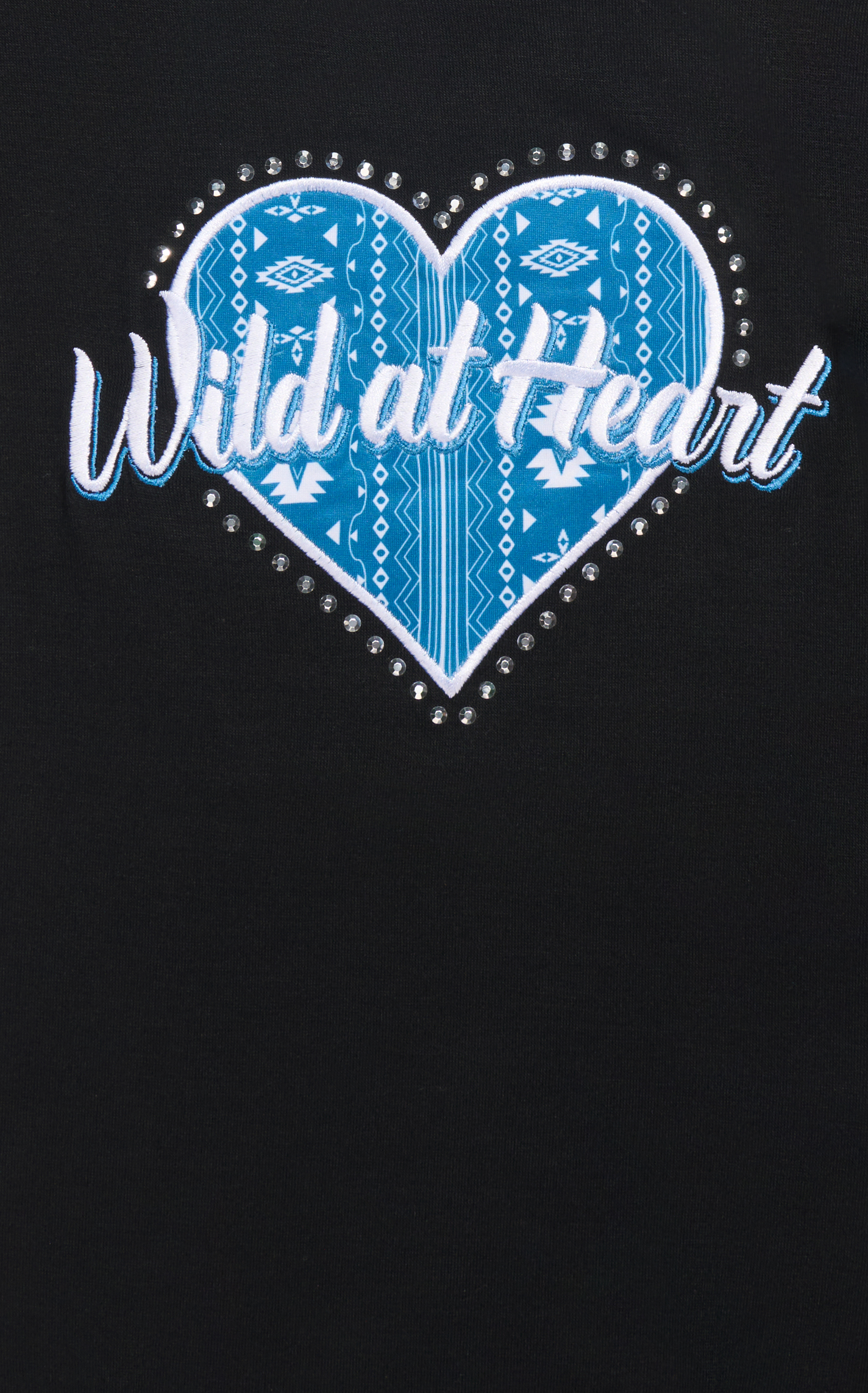 Cowgirl Hardware Girl's Black & Wild at Heart Embroidery Heart & Studs Top - Image 1