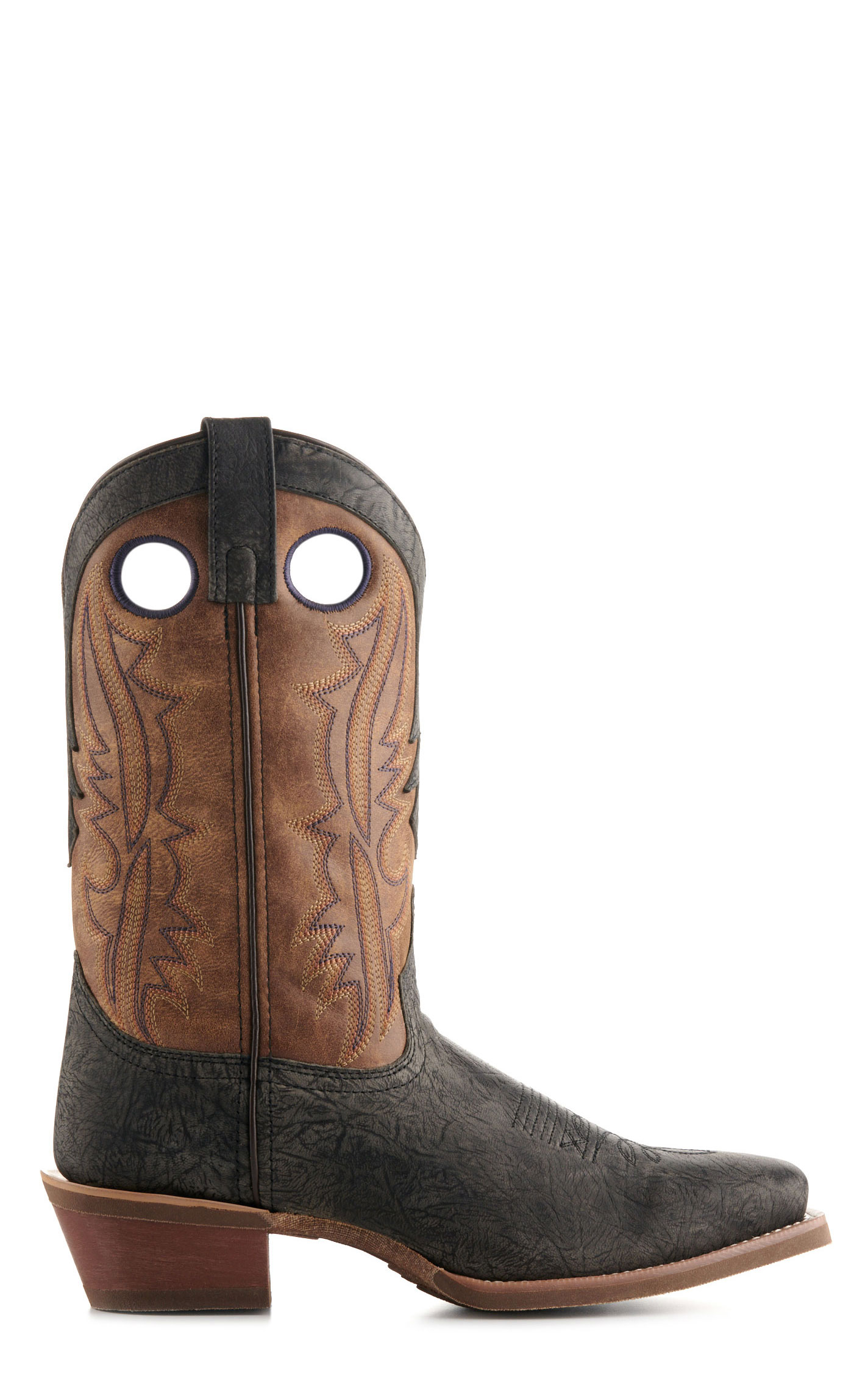 Laredo Men's Walker Dark Gray and Tan Punchy Square Toe Buckaroo Cowboy Boots - Image 1