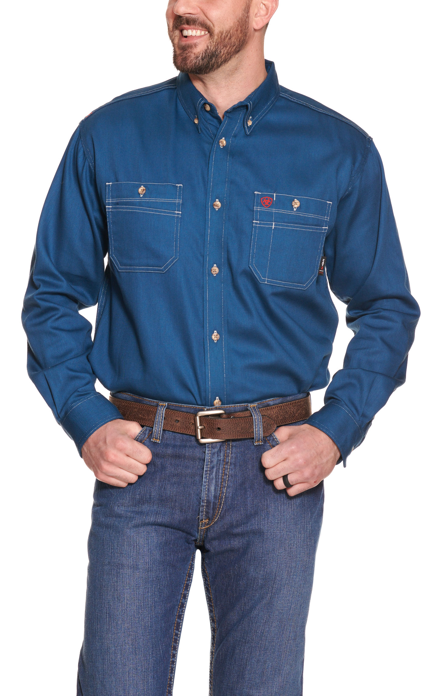 Ariat Men's VentTek Skyfall Blue Long Sleeve FR Work Shirt - Image 1