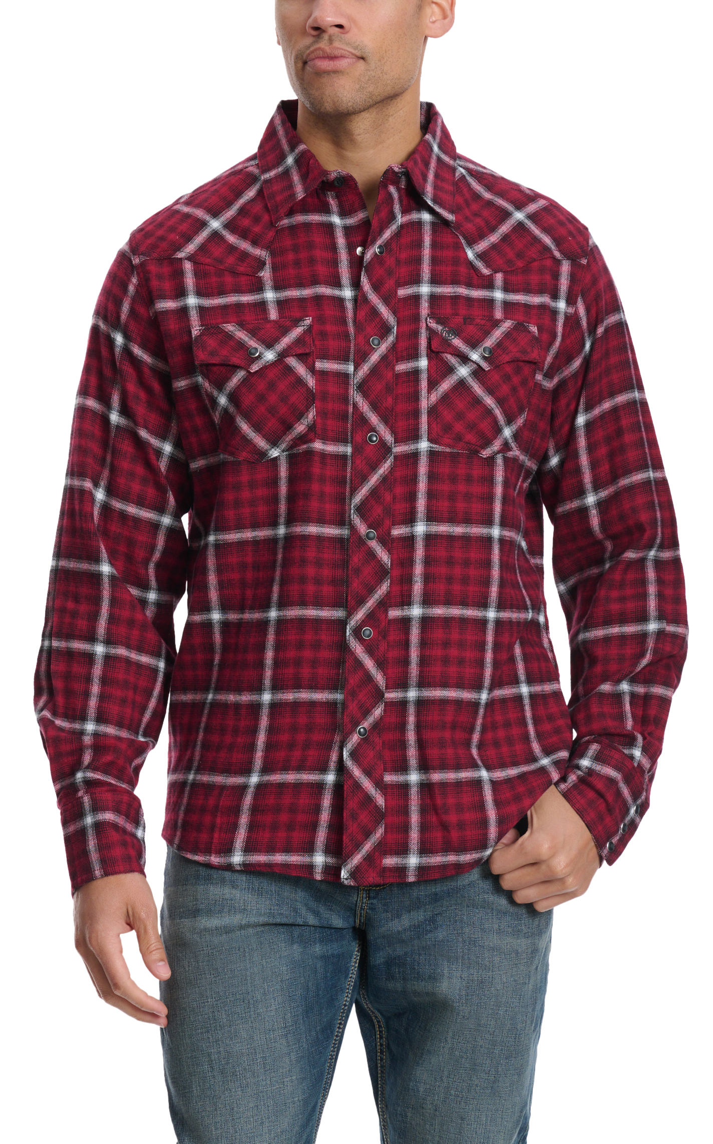 Wrangler Retro Men's Red & Black Plaid Flannel Western Shirt - Image 1