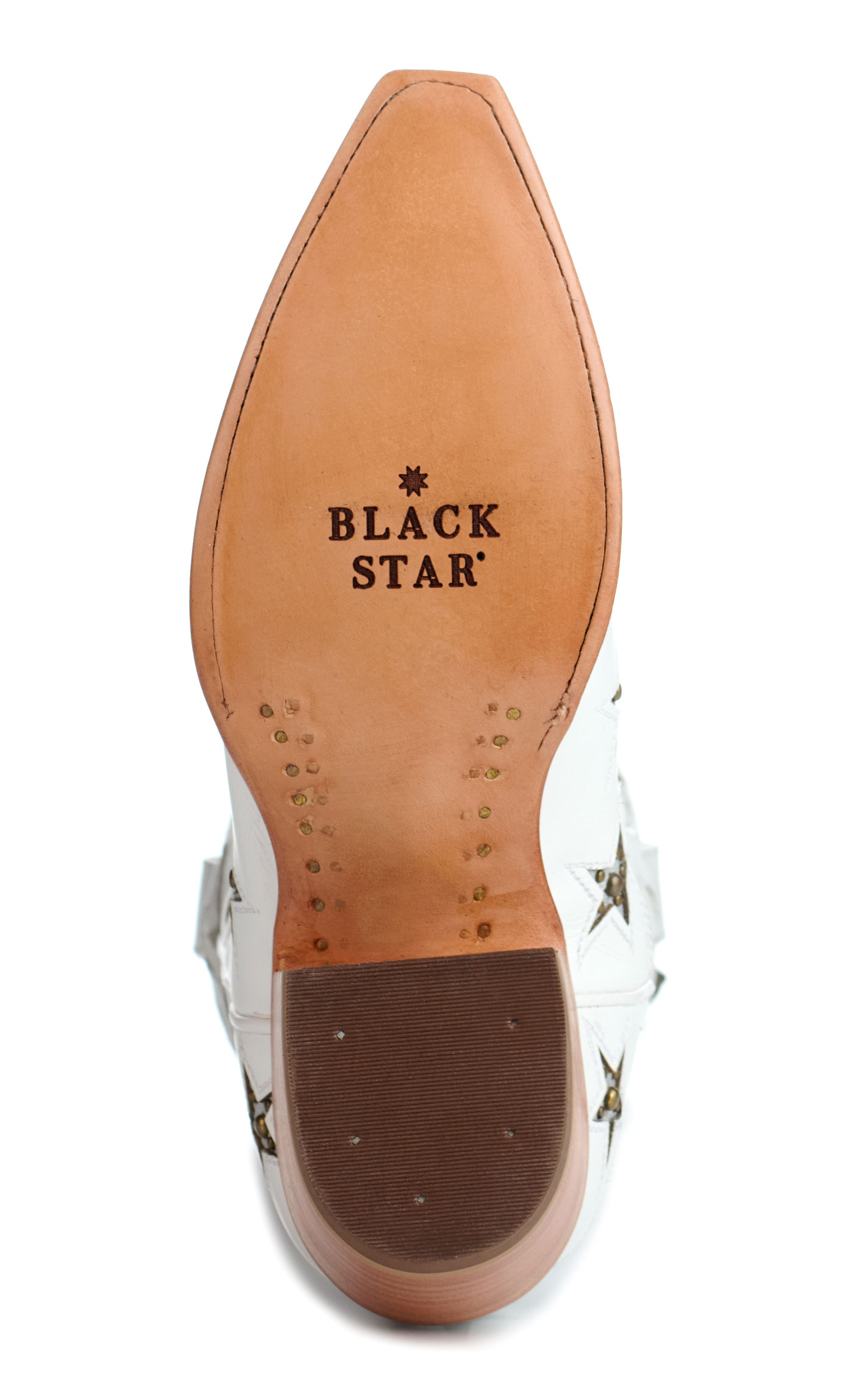 Black Star Women's Marfa White with Silver Star Inlays Snip Toe Cowboy Boots - Image 1