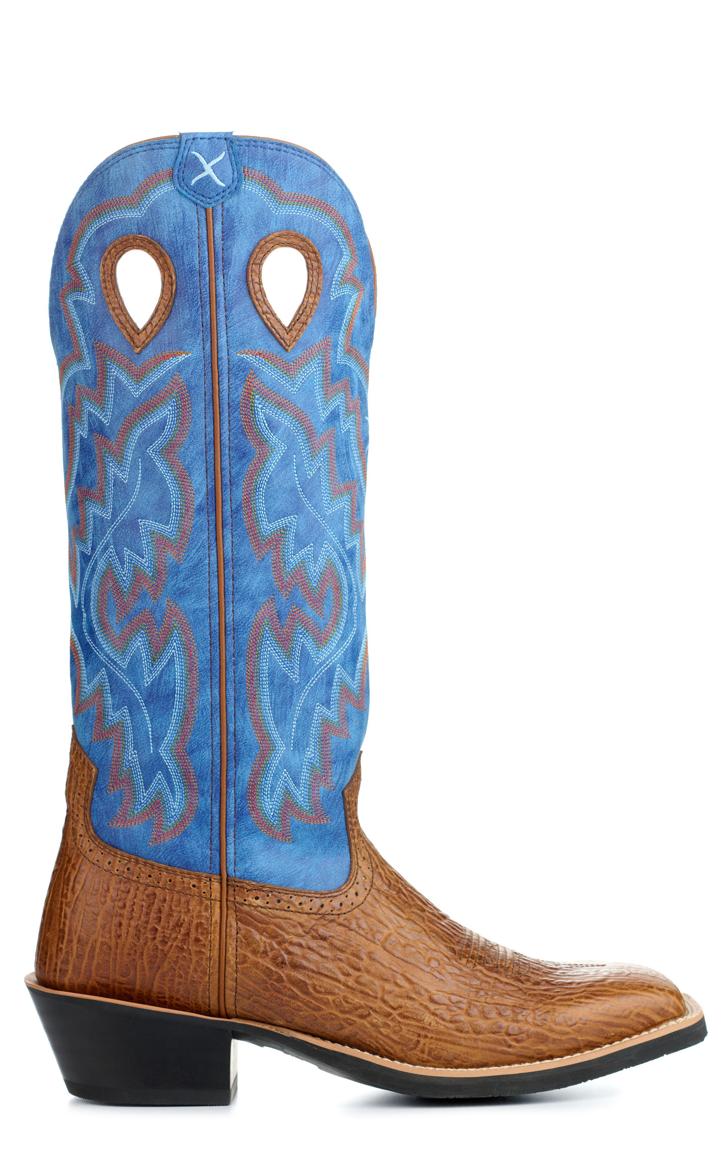 Twisted X Men's Electric Blue and Ginger Wide Square Toe Buckaroo Cowboy Boots - Image 1