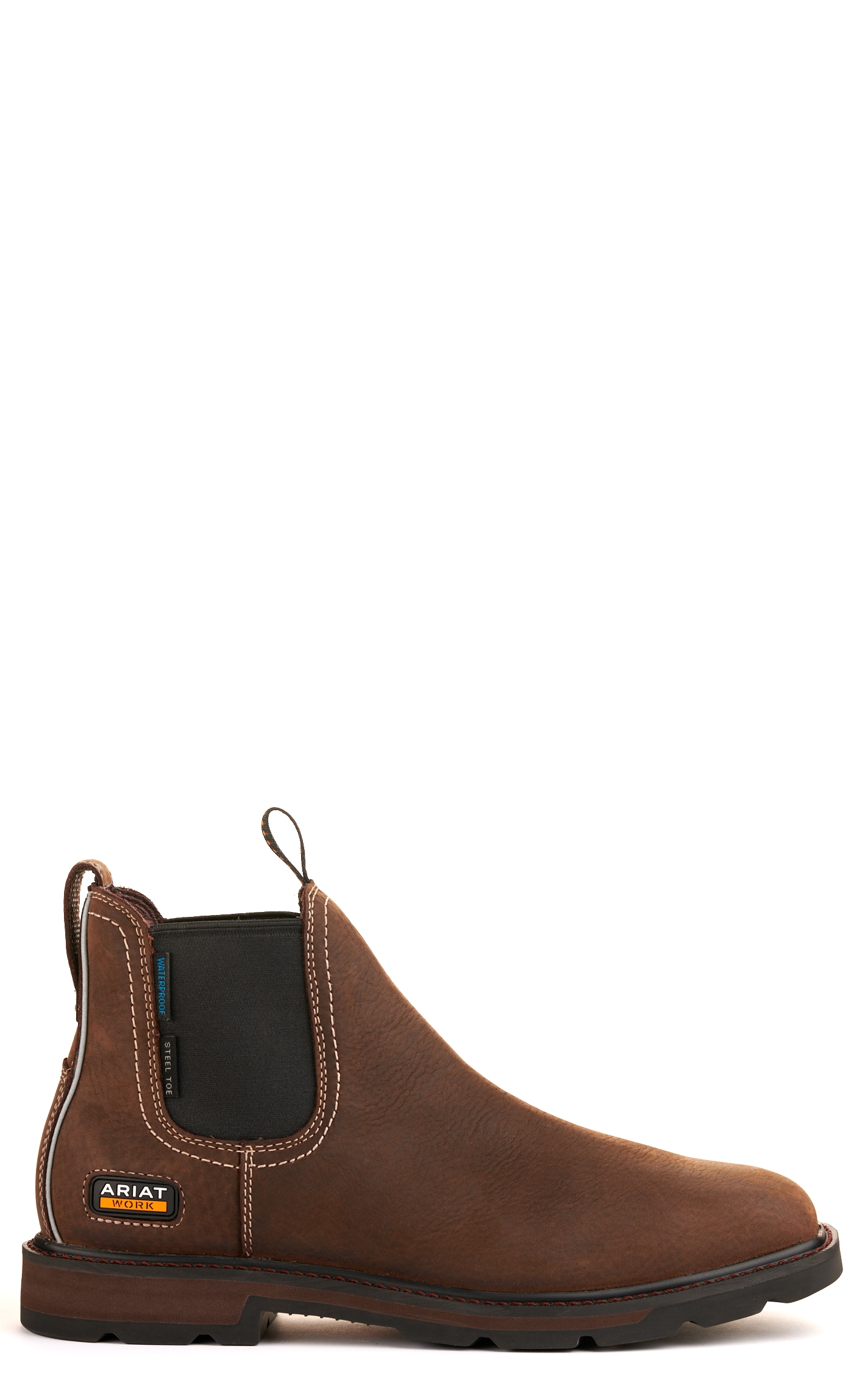 Ariat Men's Groundbreaker Chelsea Dark Brown Waterproof Wide Square Steel Toe Work Boots - Image 1