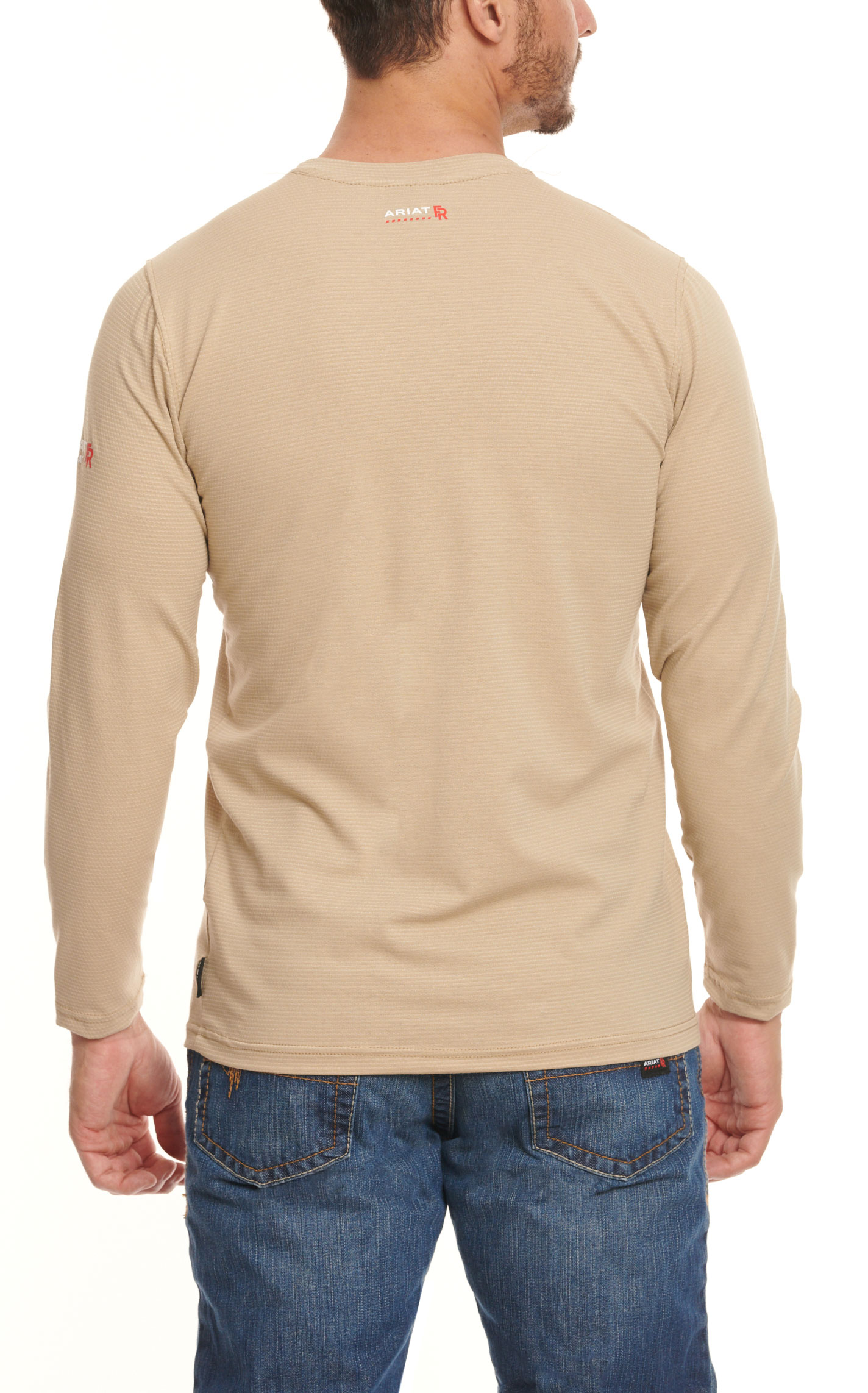Ariat FR Men's Khaki Long Sleeve Base Layer Work T-Shirt - Image 1