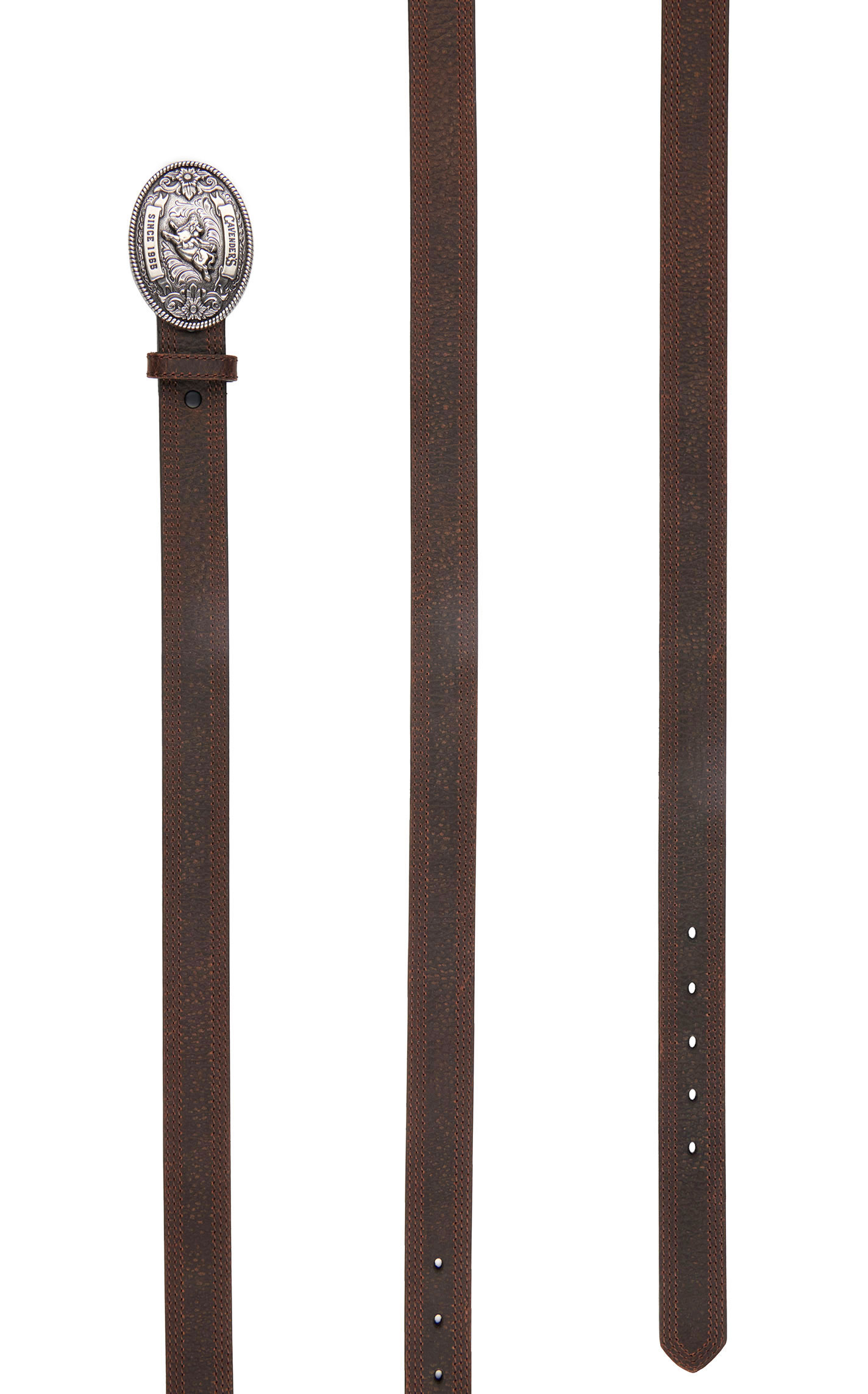 Cavender's Kids' Brown with Oval Bullrider Logo Buckle Western Belt - Image 1