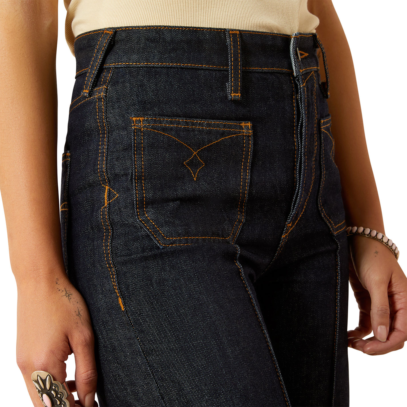 Ariat Women's Tomboy Dark Wash Ultra High Rise Wide Leg Jeans - Image 1