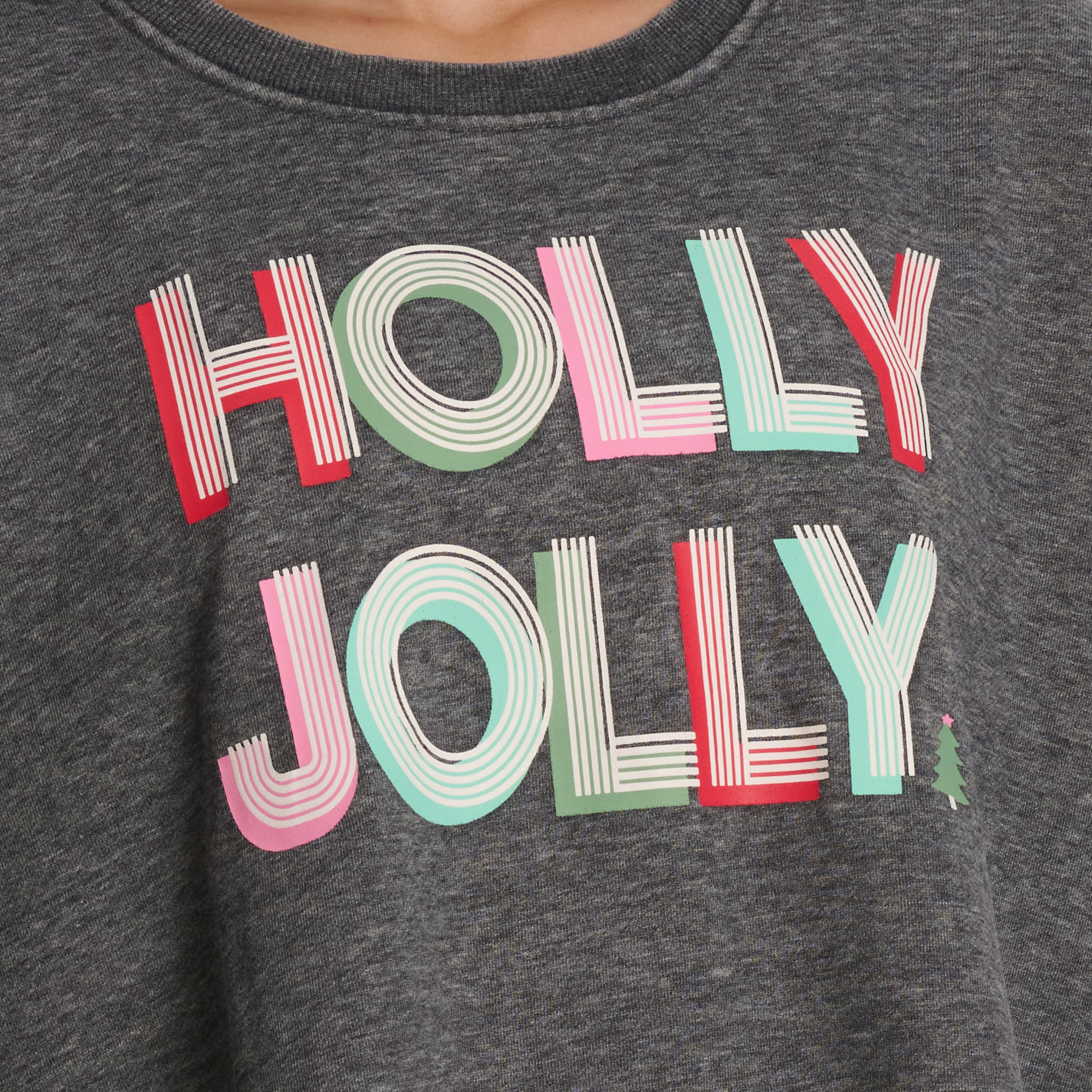 Jadelynn Brooke Women's Charcoal Holly Jolly Burnout Pullover - Image 1