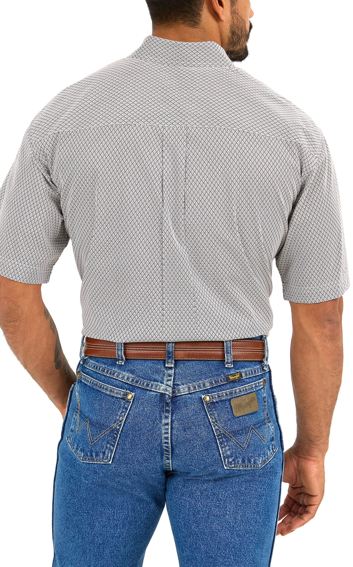 Wrangler Men's George Strait Collection Gray Diamond Print Western Shirt - Image 1