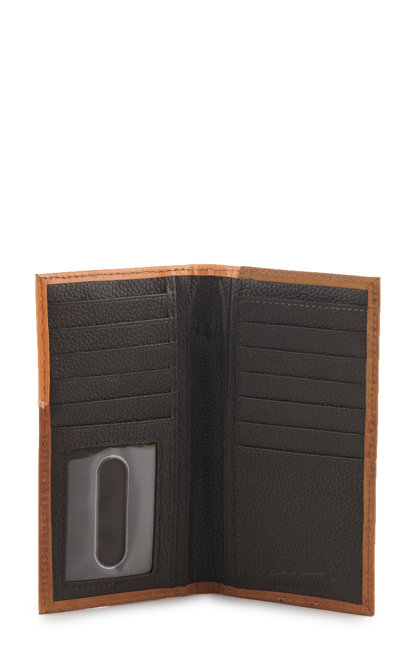 Rafter C Men’s Tan Floral Tooled Leather with Cream Underlay Checkbook Cover Rodeo Wallet - Image 1