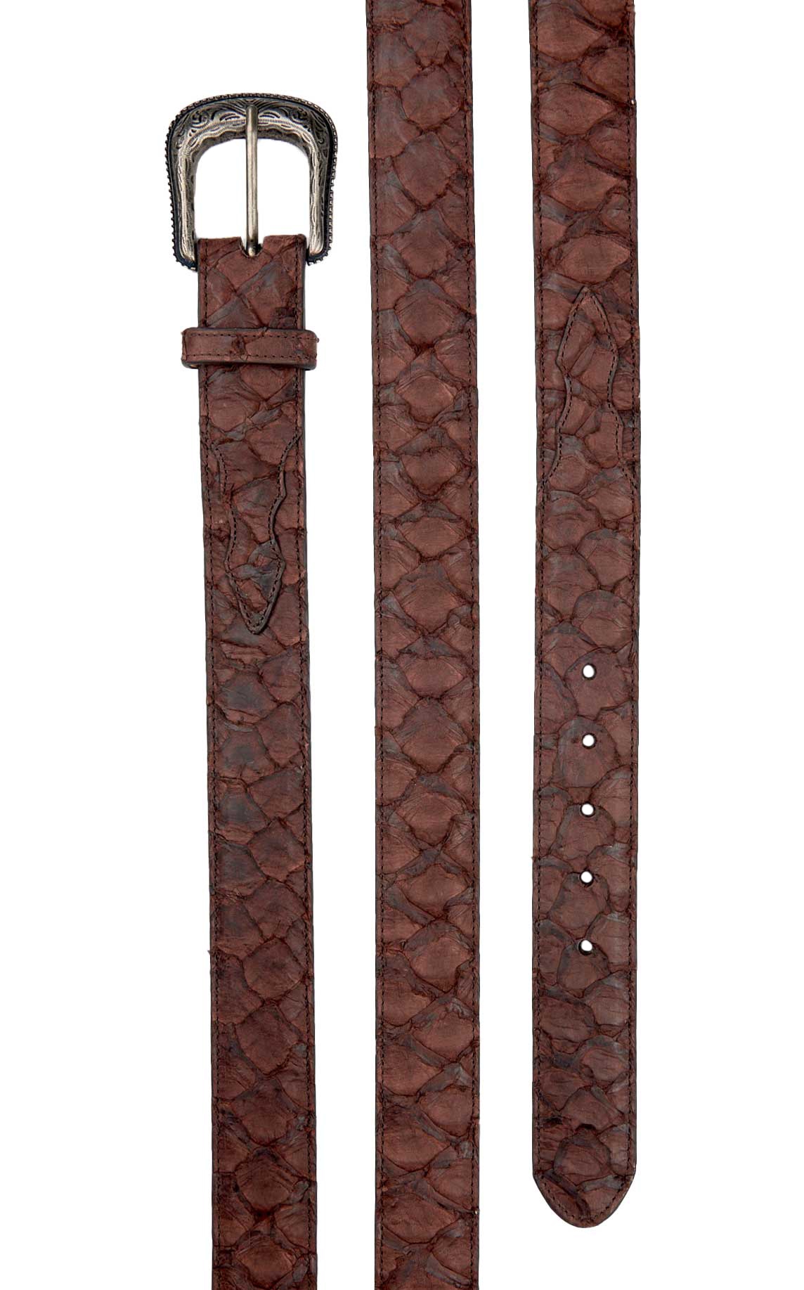 Cavender's Men's Cigar Pirarucu Print Western Belt - Image 1