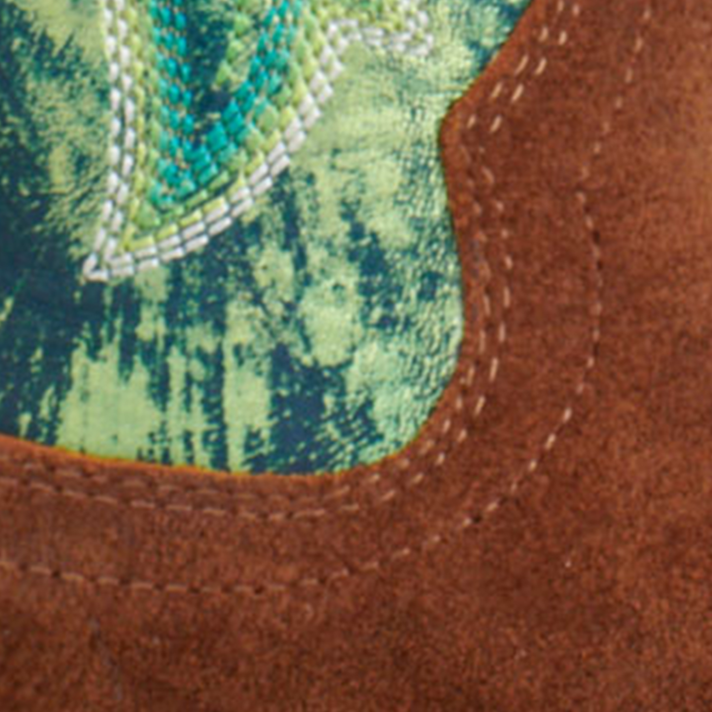 Ariat Women's Futurity Flash Brown Roughout and Metallic Green Punchy Square Toe Cowboy Boots - Image 1