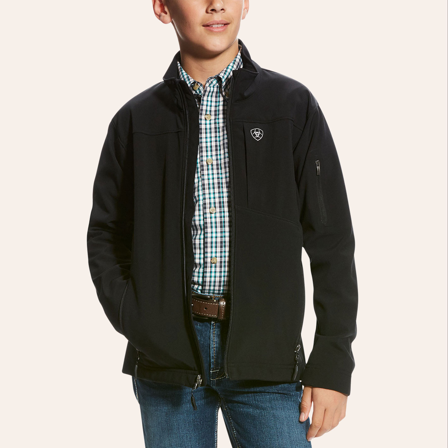 Ariat Youth Black Vernon Long Sleeve Bonded Jacket - Image 1