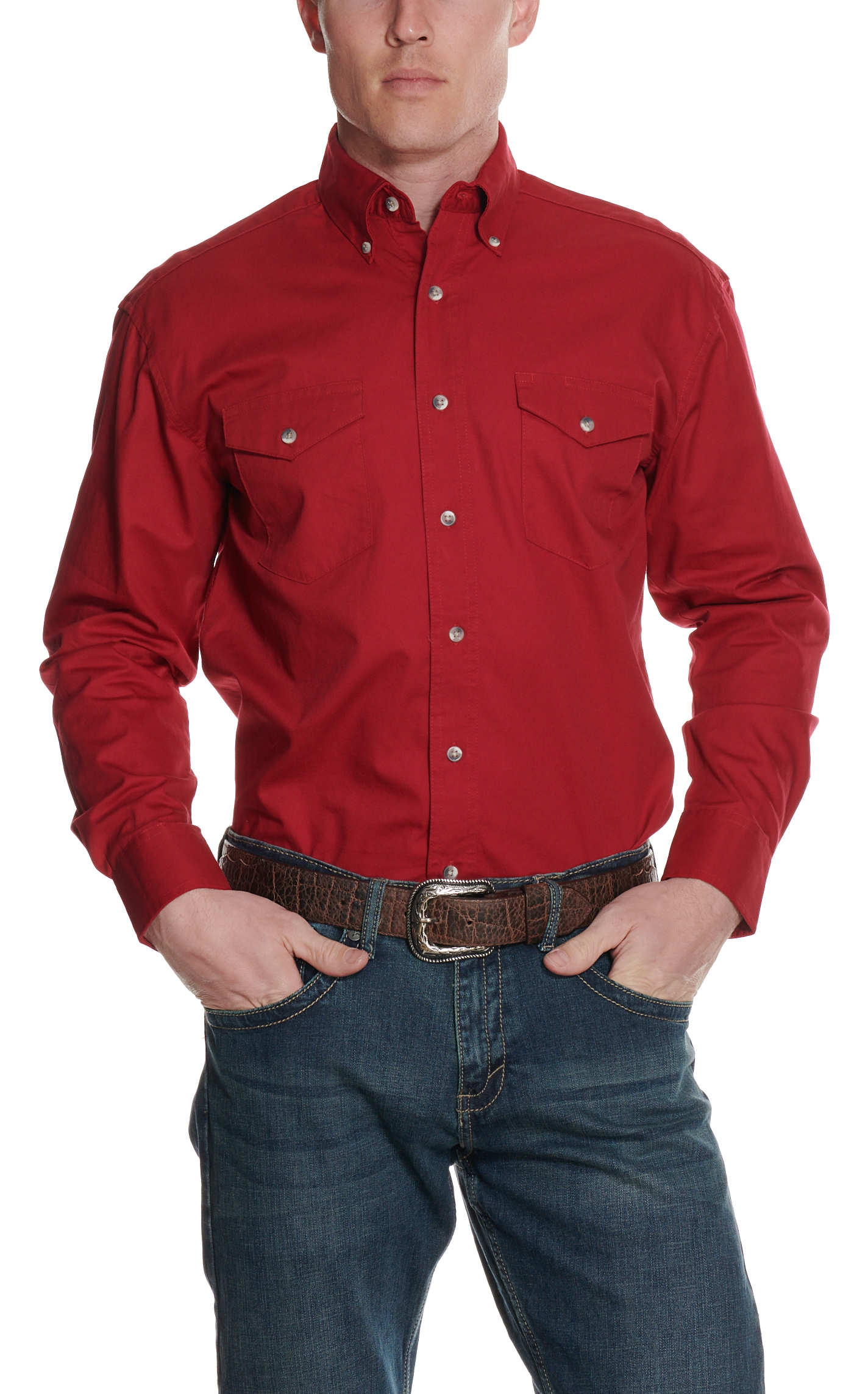 Wrangler Men's Red Painted Desert Long Sleeve Western Shirt - Big & Tall - Image 1