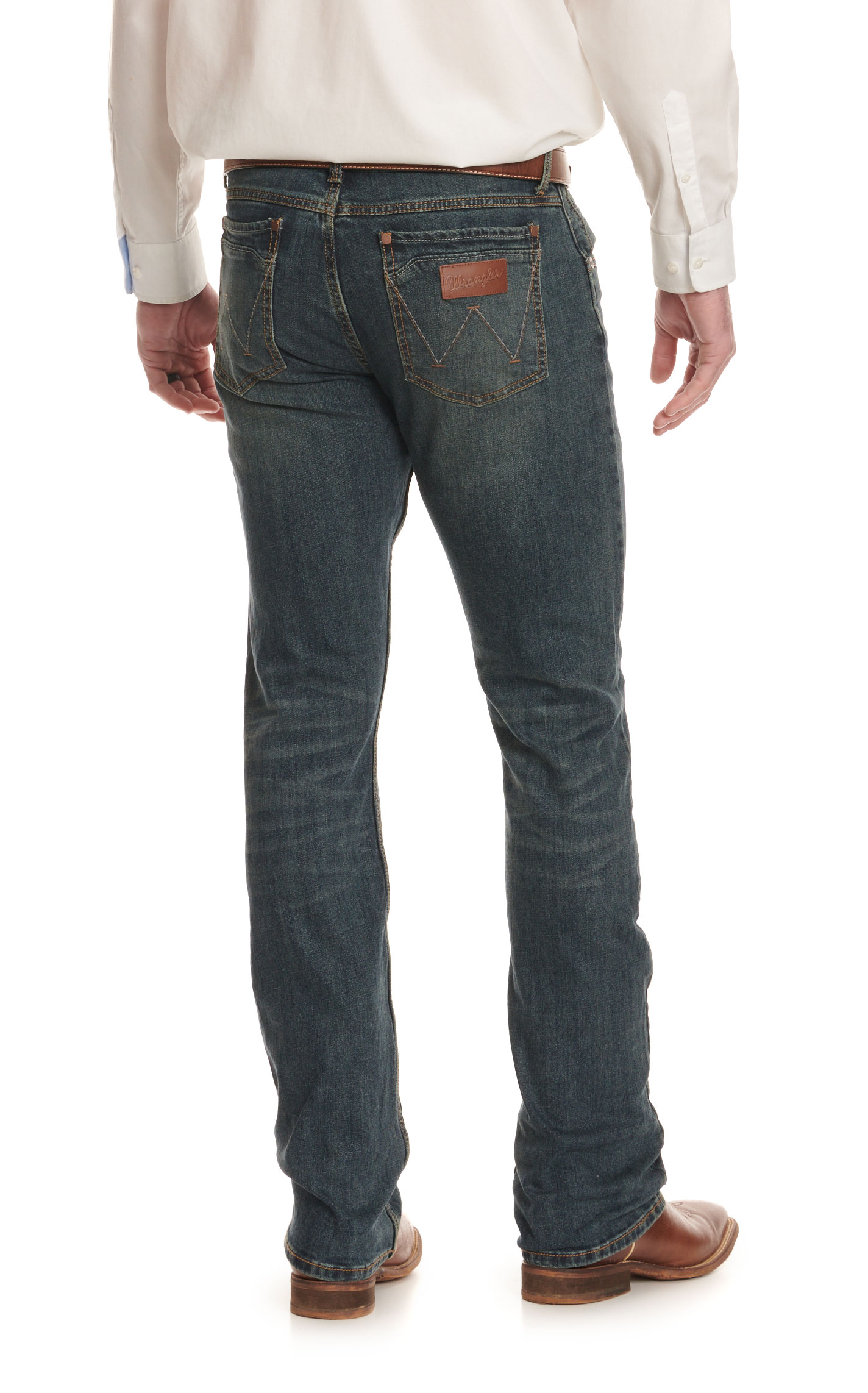 Wrangler Retro Men's Twin Bridges Dark Wash Slim Fit Stretch Boot Cut Jeans - Tall - Image 1