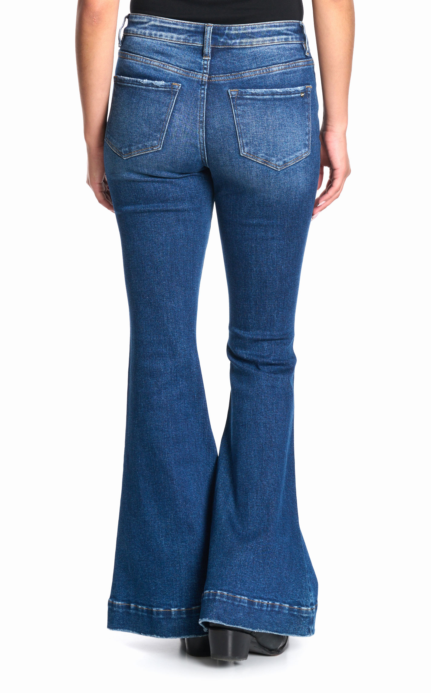Mica Women's Dark Wash Distressed Trouser Flare Leg Jeans - Plus Sizes - Image 1