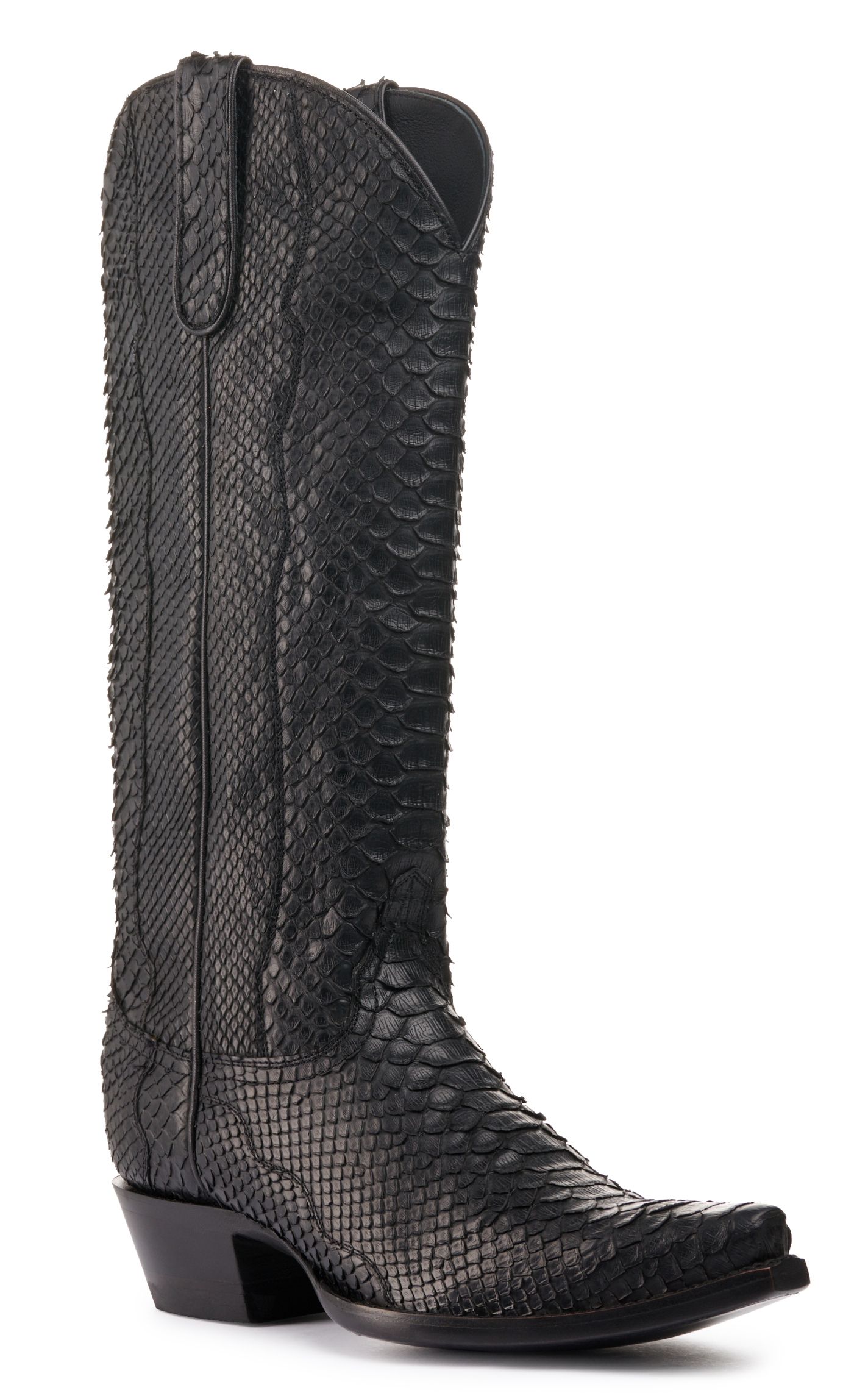 Cavender’s Women’s Python Black Exotic Snip Toe Western Boots  - Image 1
