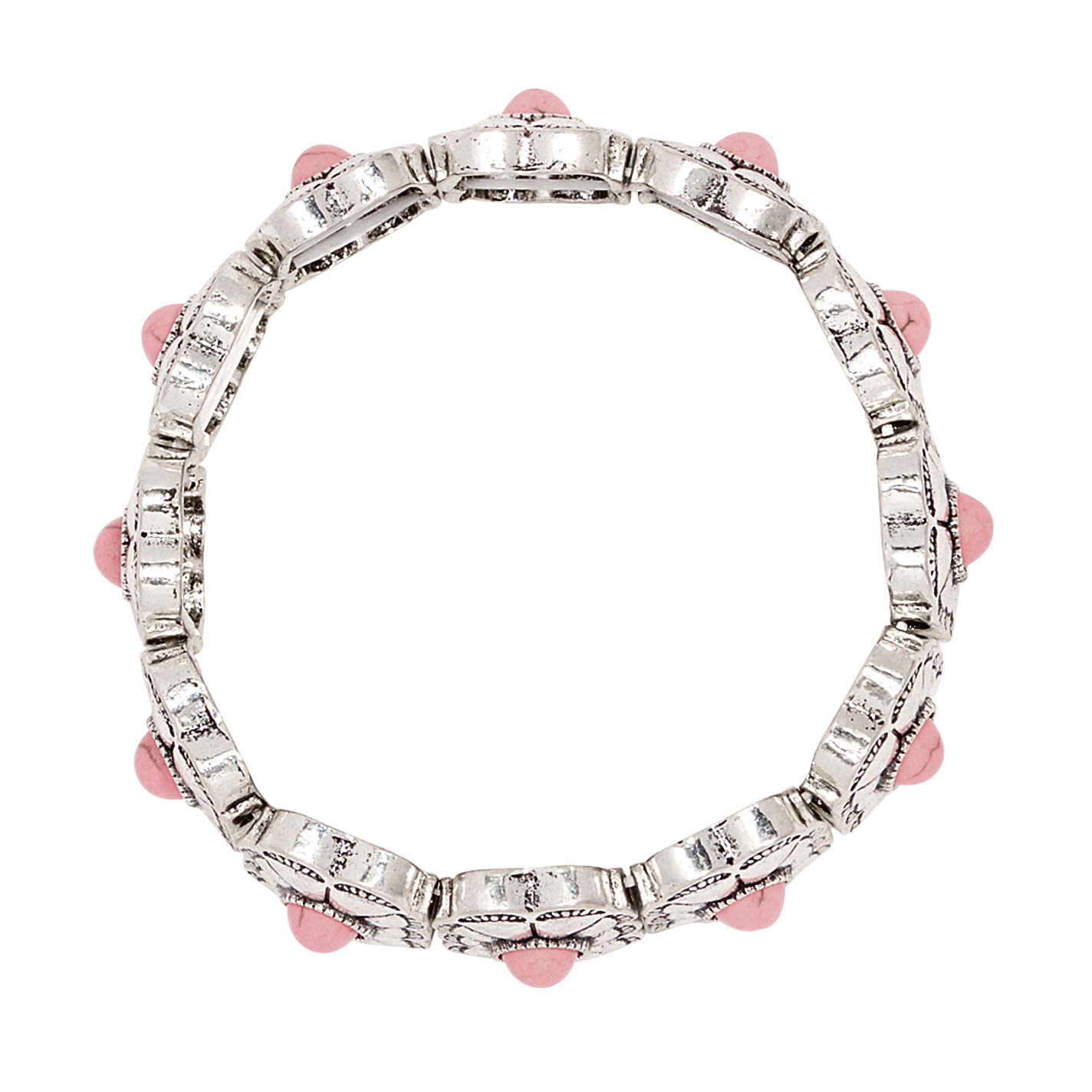 Southern Grace Silver & Pink Stretch Bracelet - Image 2