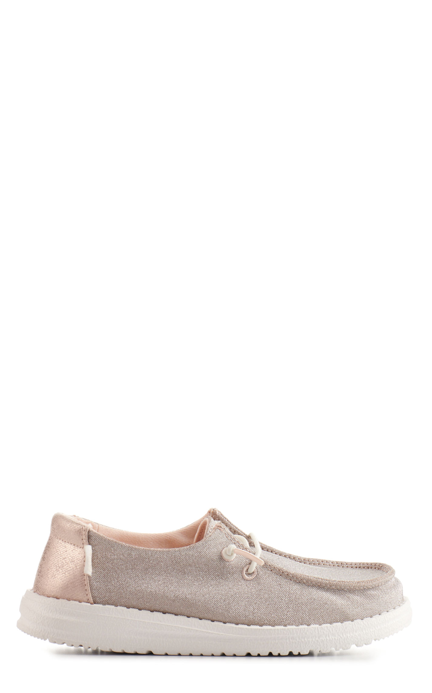 Hey Dude Youth Girls' Wendy Metallic Sparkle Rose Gold Moc Toe Lace Up Casual Shoes  - Image 1