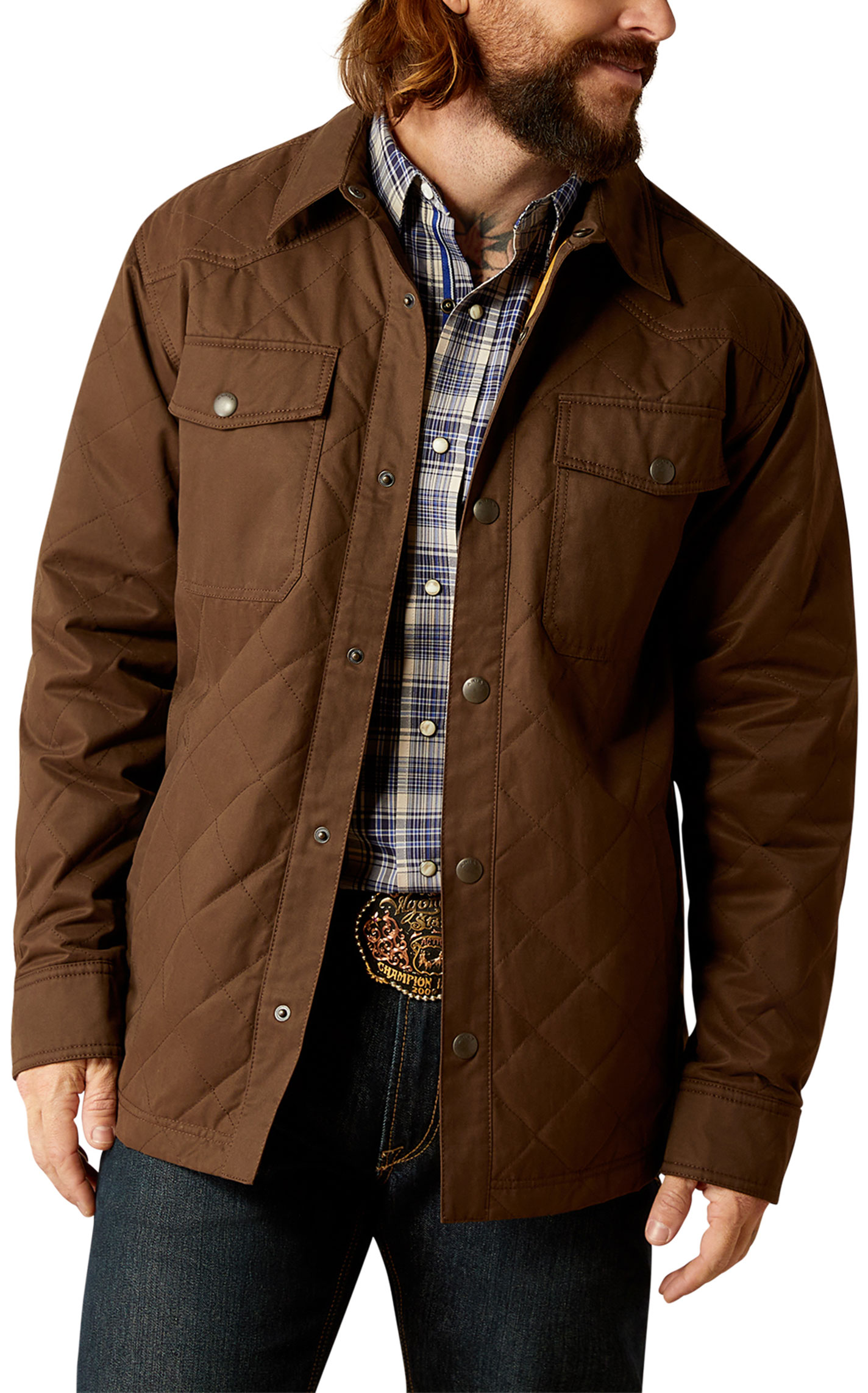 Ariat Men's Demitasse Grizzly Brown Shirt Jacket - Image 1