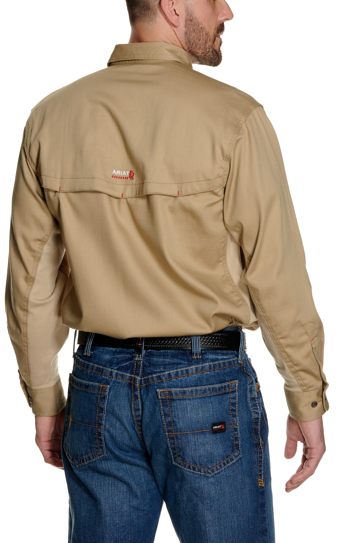 Ariat Men's Khaki Solid Vent FR Work Shirt - Image 1