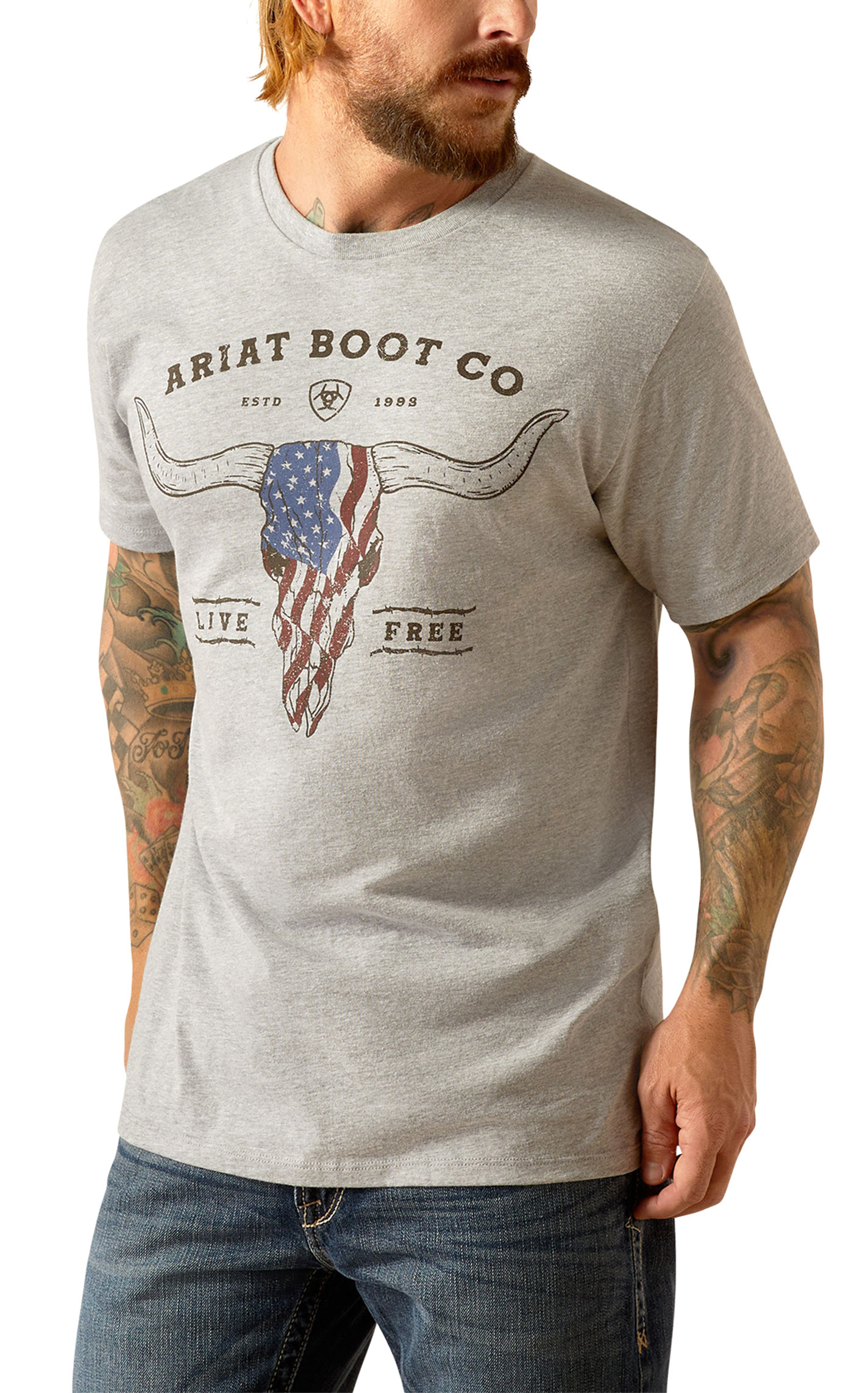 Ariat Men's Gray Freedom Logo Graphic T-Shirt - Image 1