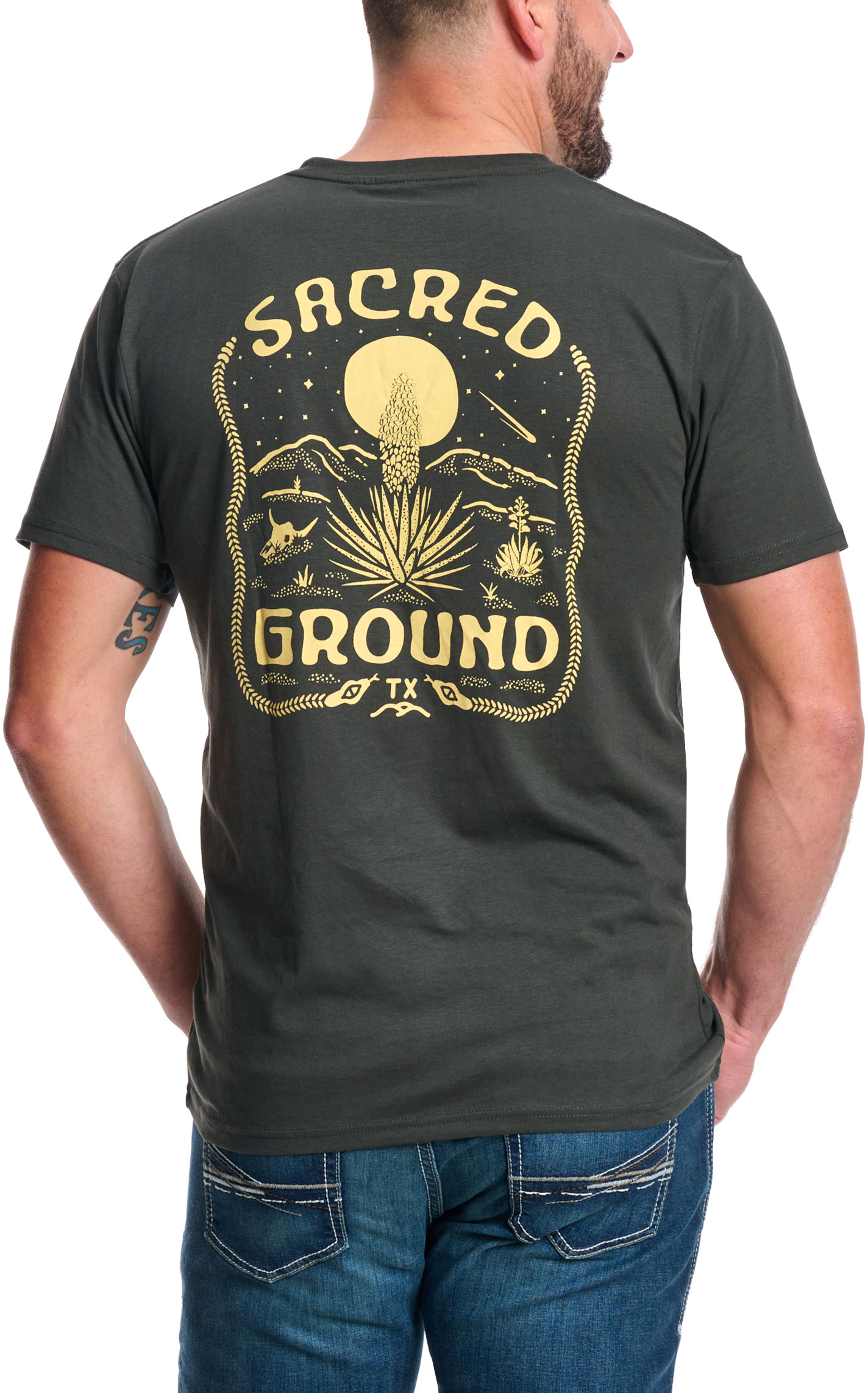 Texas Hill Country Provisions Men's Black Sacred Ground T-Shirt - Image 1